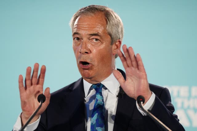 The survey found 29% support for Nigel Farage’s Reform UK (PA)