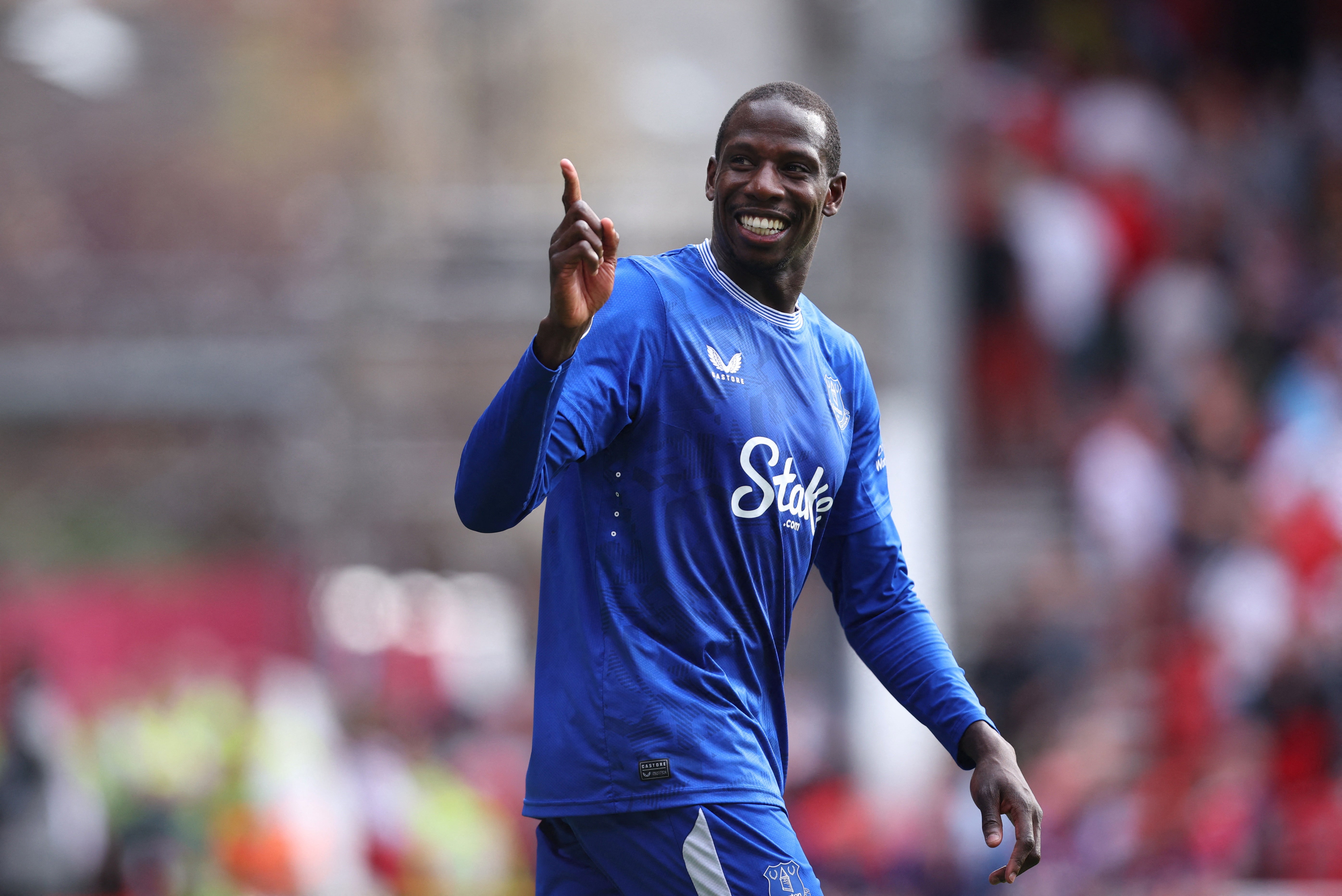 Everton's Abdoulaye Doucoure celebrates against Nottingham Forest