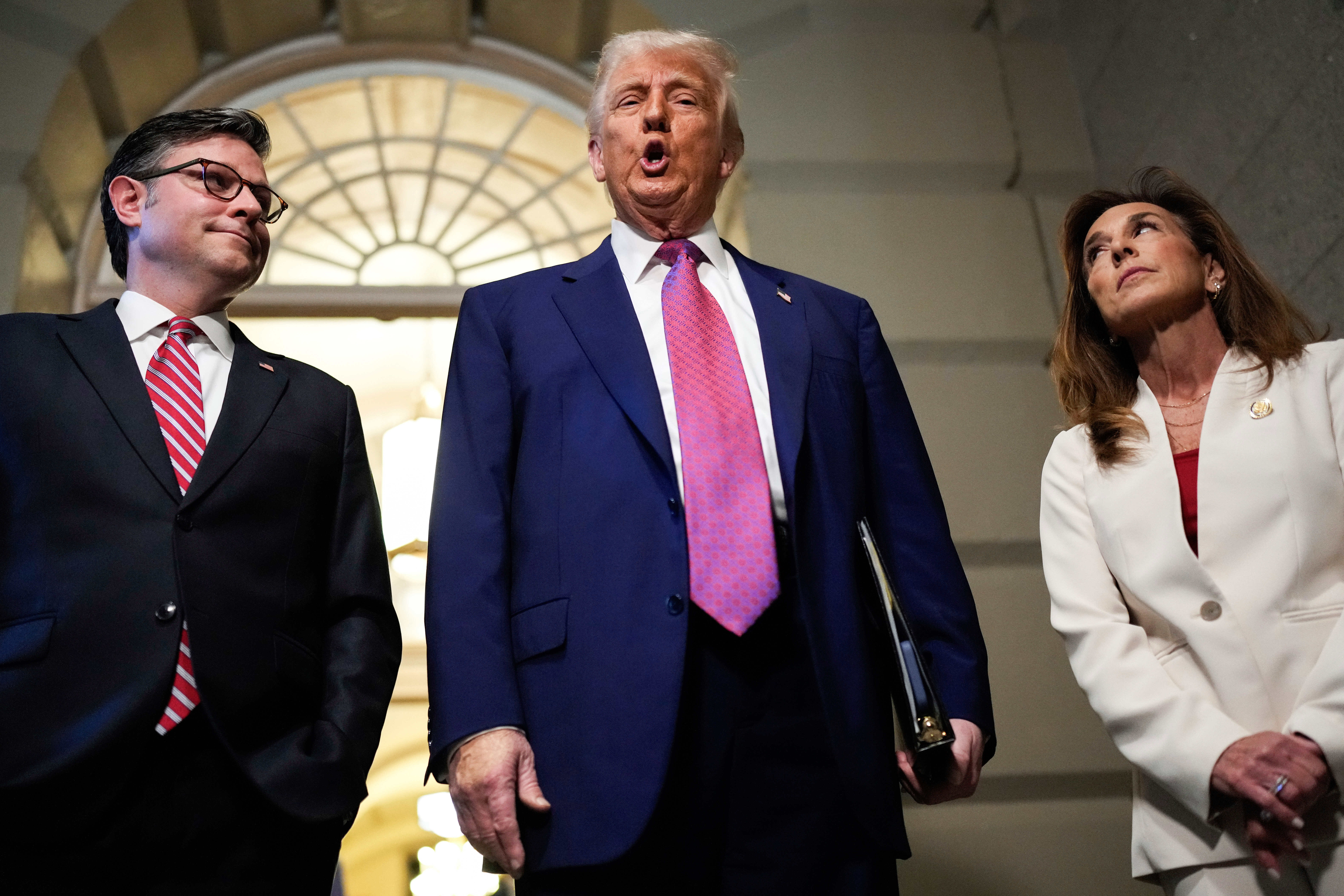 Trump visited the Capitol on Tuesday to rally Republicans behind a budget reconciliation bill