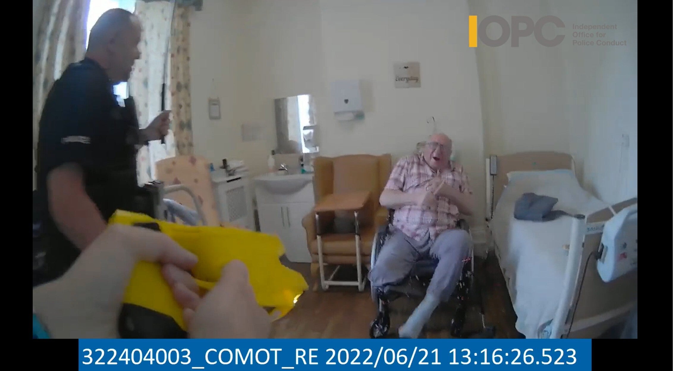 Body-worn footage showed the incident when Donald Burgess was sprayed in the face with synthetic pepper spray before being shot by a Taser (IOPC/PA)