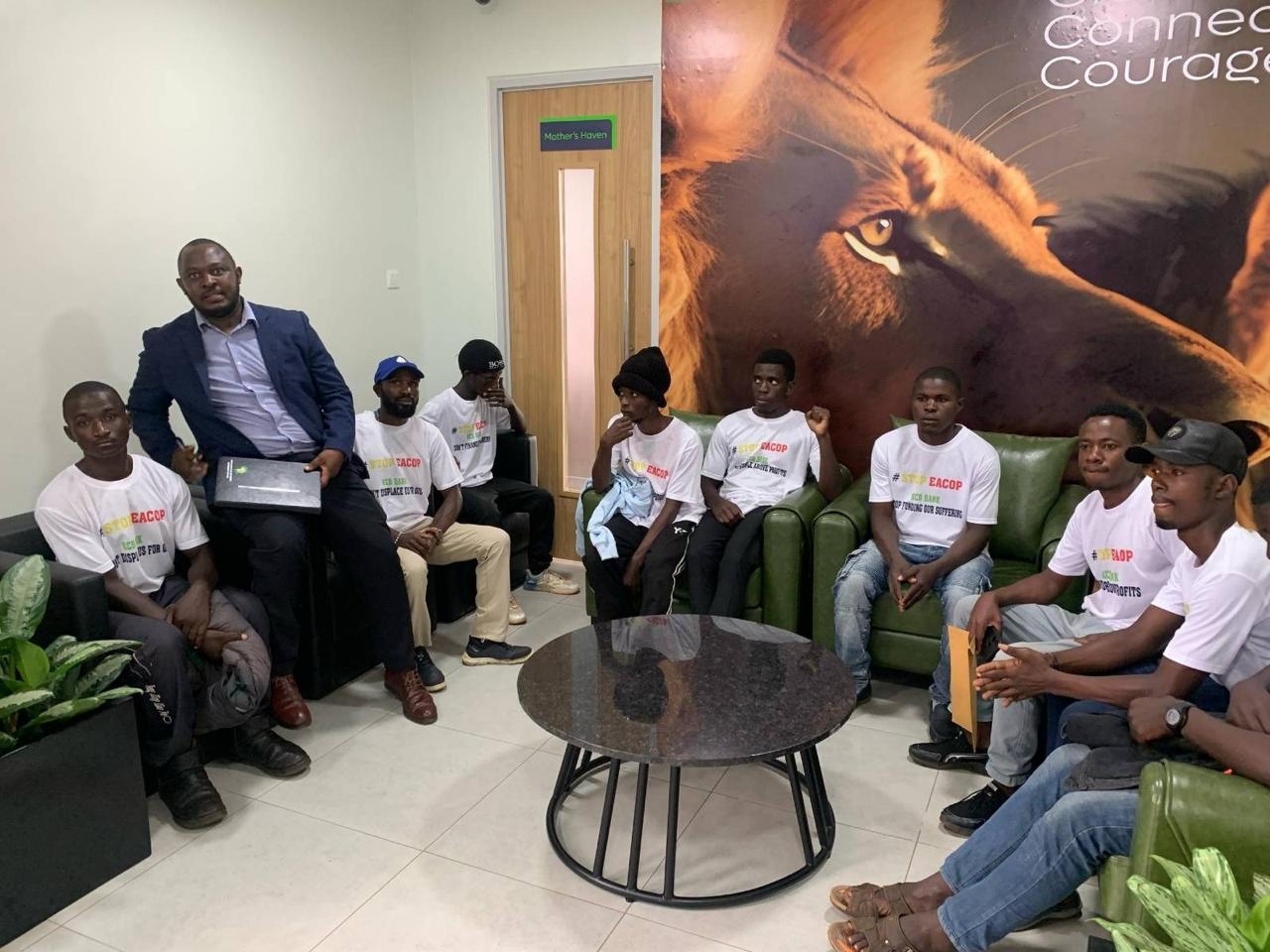 StopEACOP activists in the KCB Uganda basement