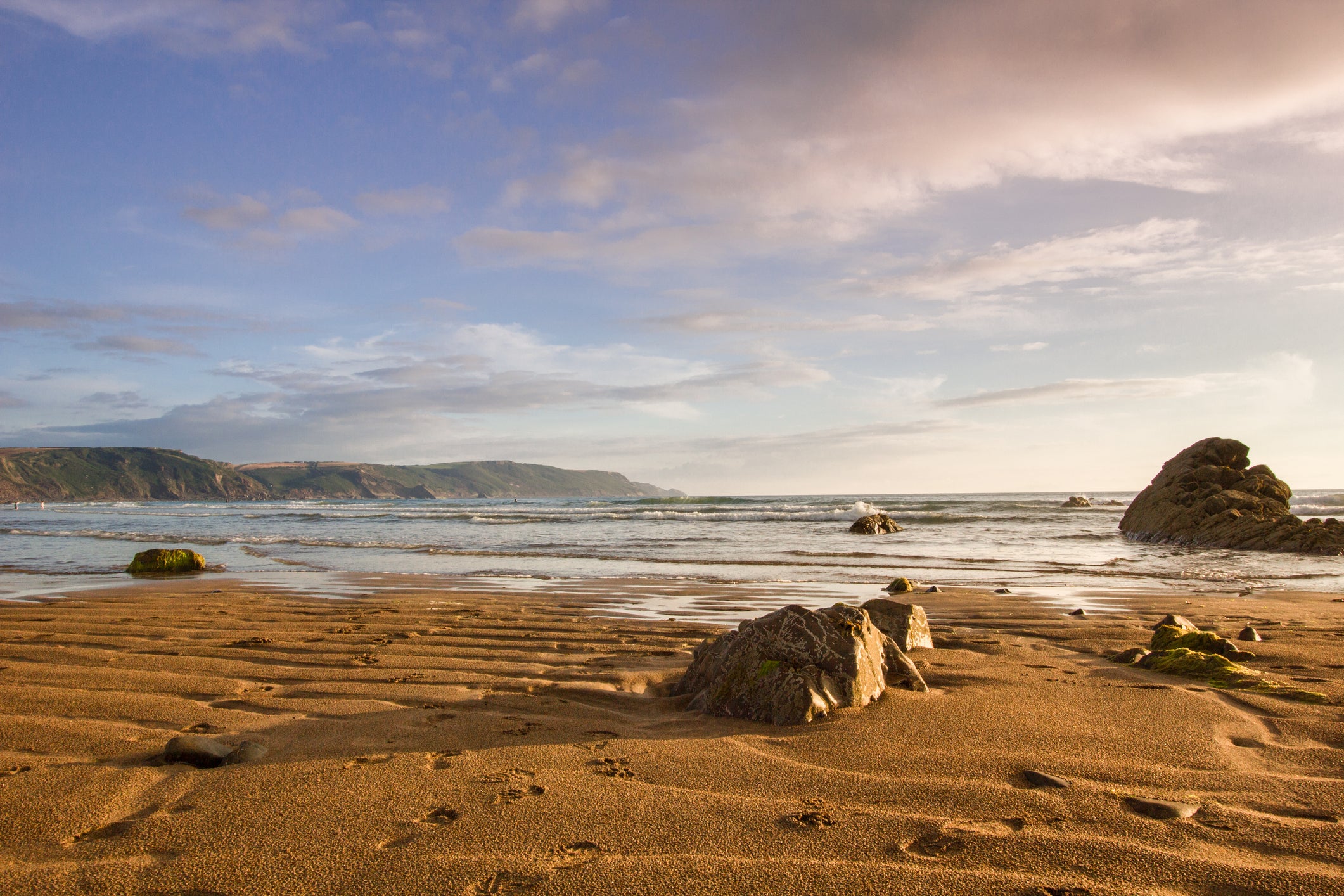 Widemouth Bay beach is one of Bude’s best beaches just over the border in Cornwall