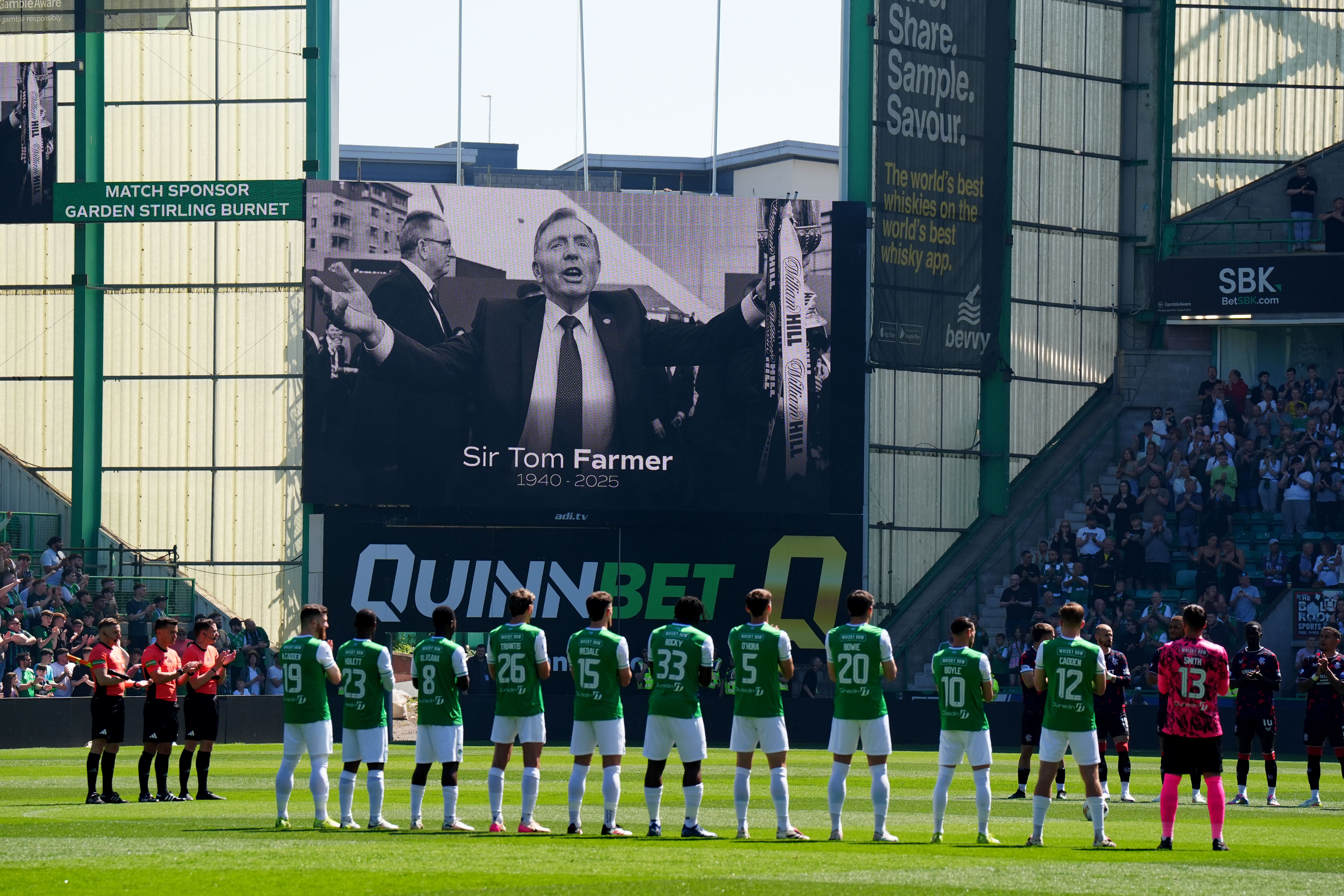 Tributes were paid to former Hibernian owner Sir Tom Farmer at Easter Road on Saturday (Jane Barlow/PA)