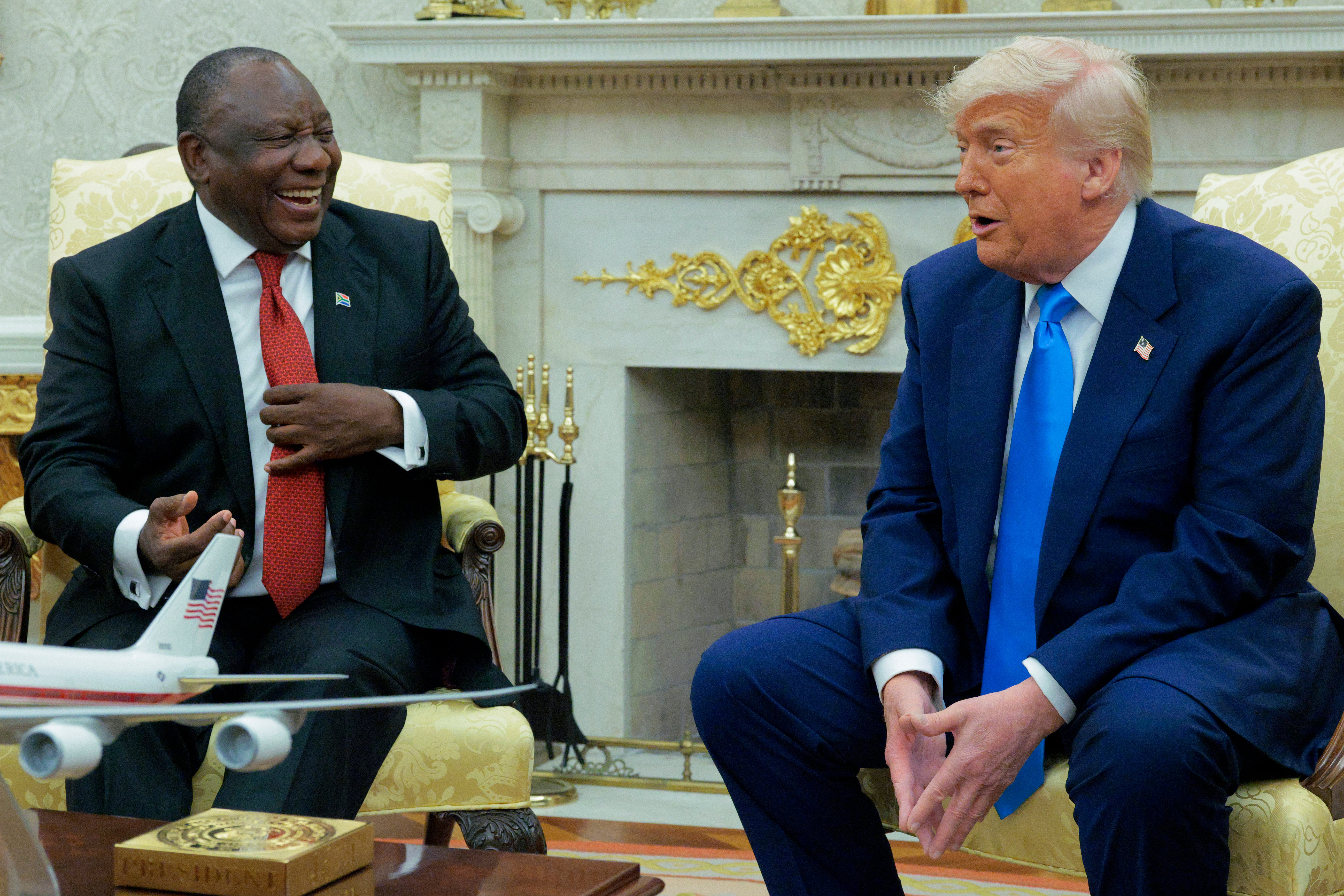 The spot was purportedly visible during a serious Oval Office meeting with South African President Cyril Ramaphosa.