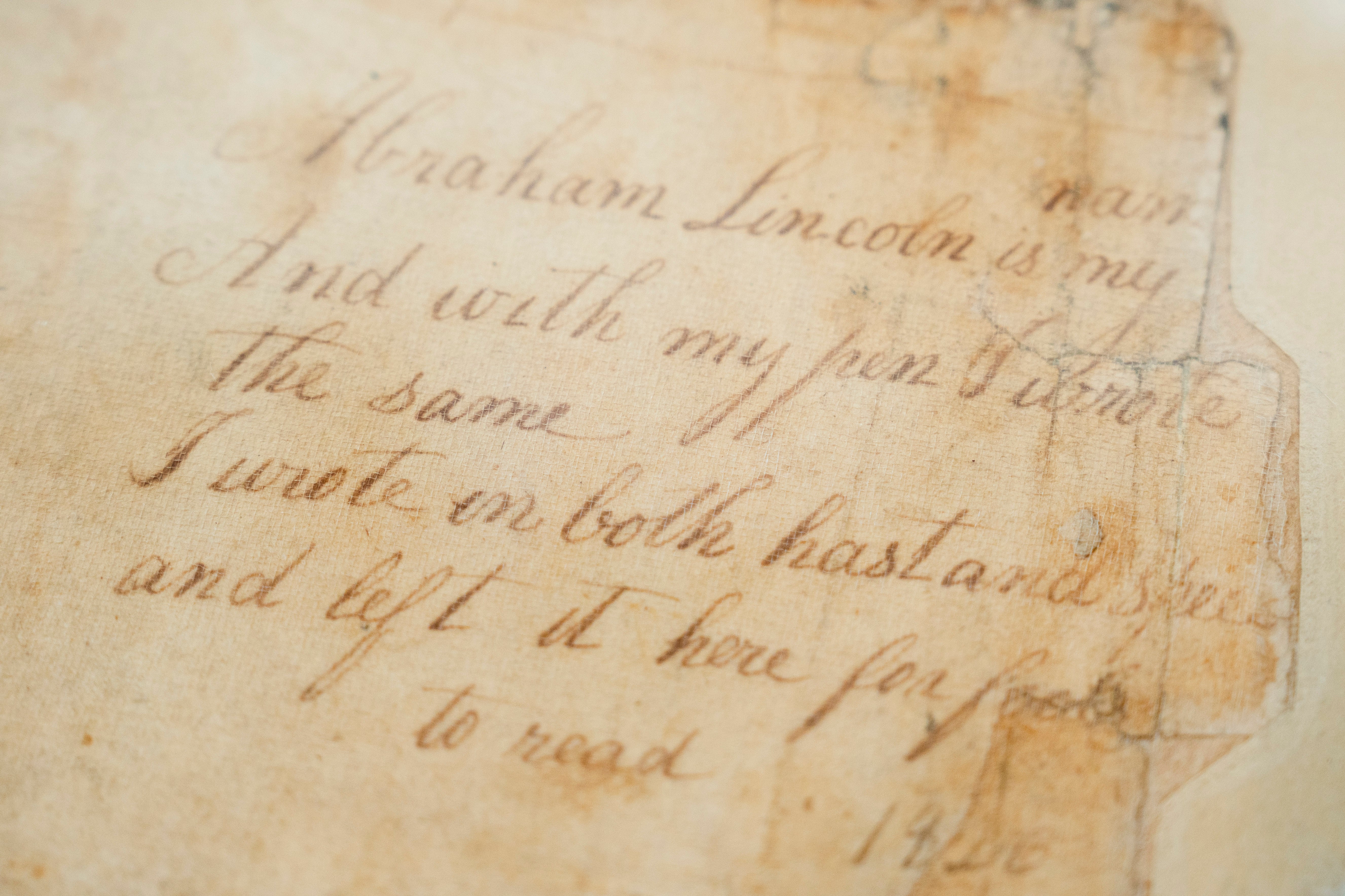 A page that shows the earliest known example of Abraham Lincoln's handwriting is part of the collection.