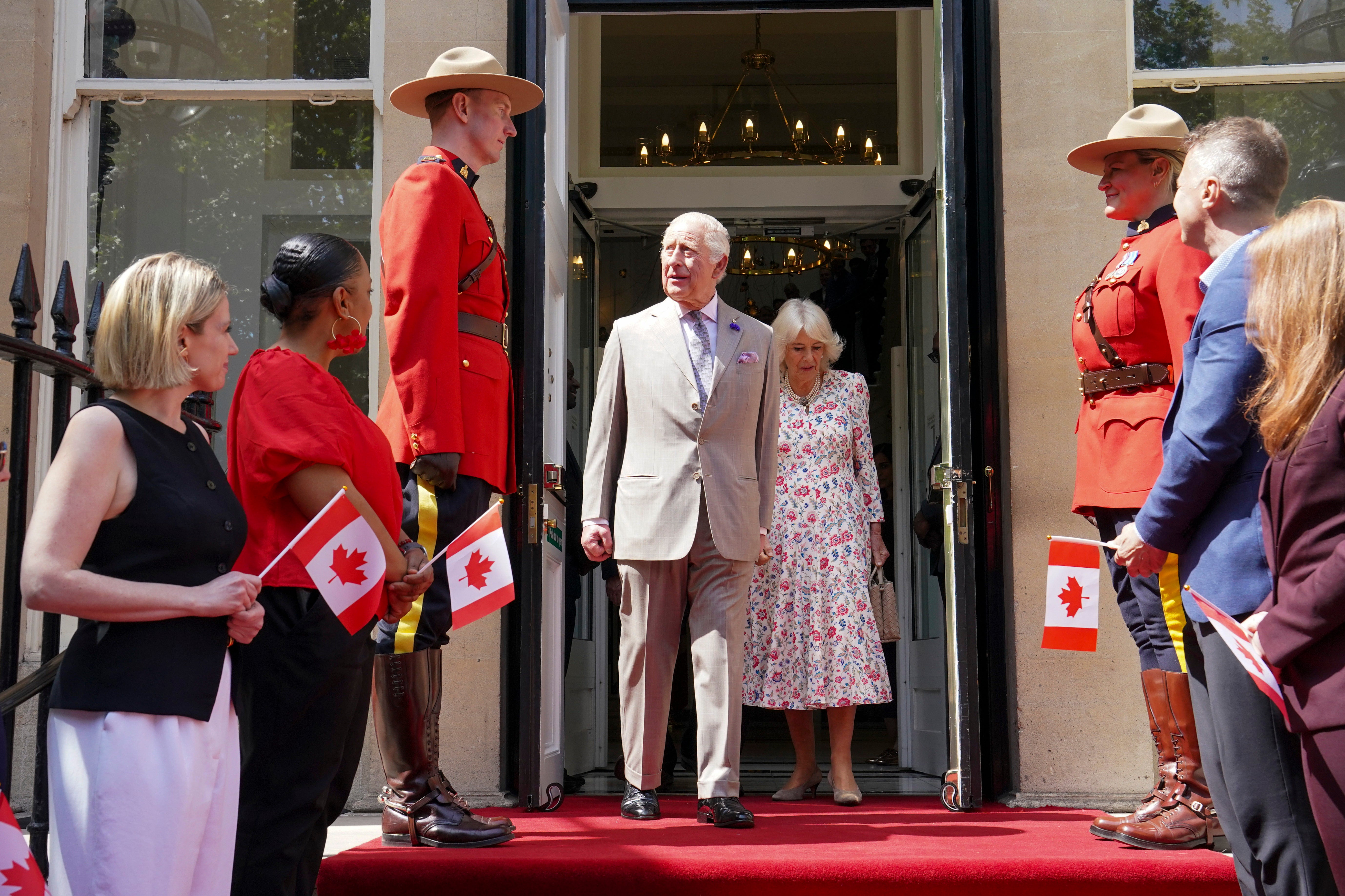 The King and Queen during a visit to Canada House in London to mark 100 years since it opened in June 1925