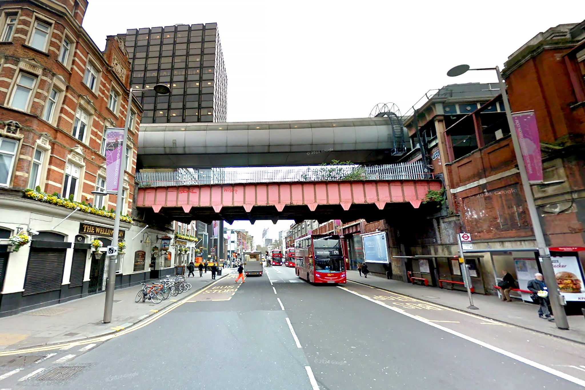 The passenger foot bridge connecting London’s Waterloo and Waterloo East stations