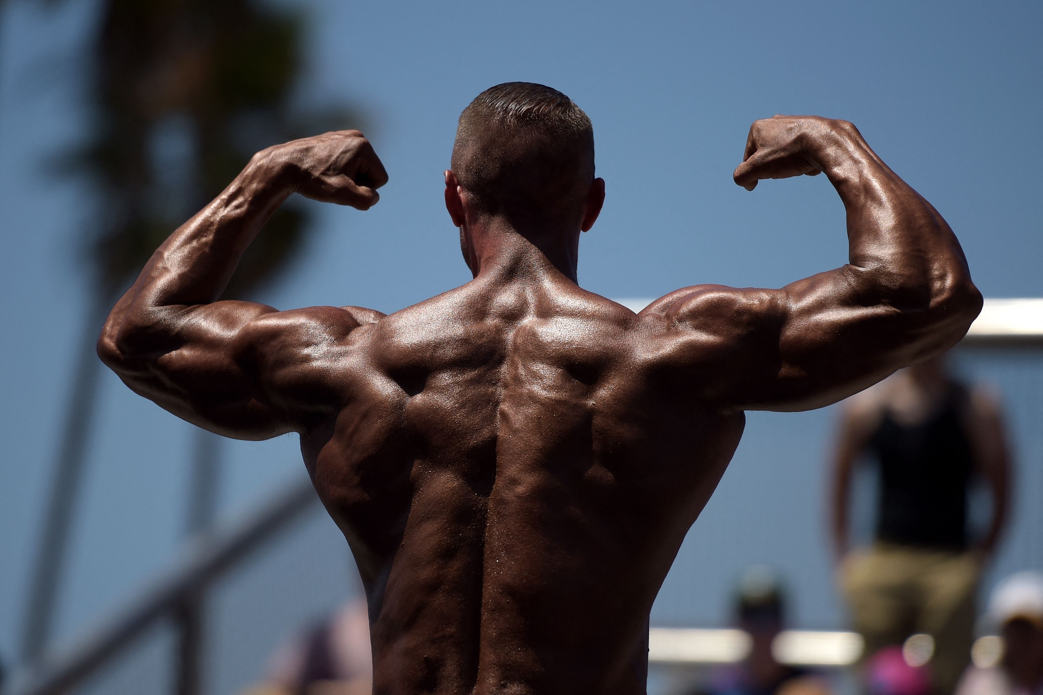 Contestant participates in the Mr. & Ms. Muscle Beach championship