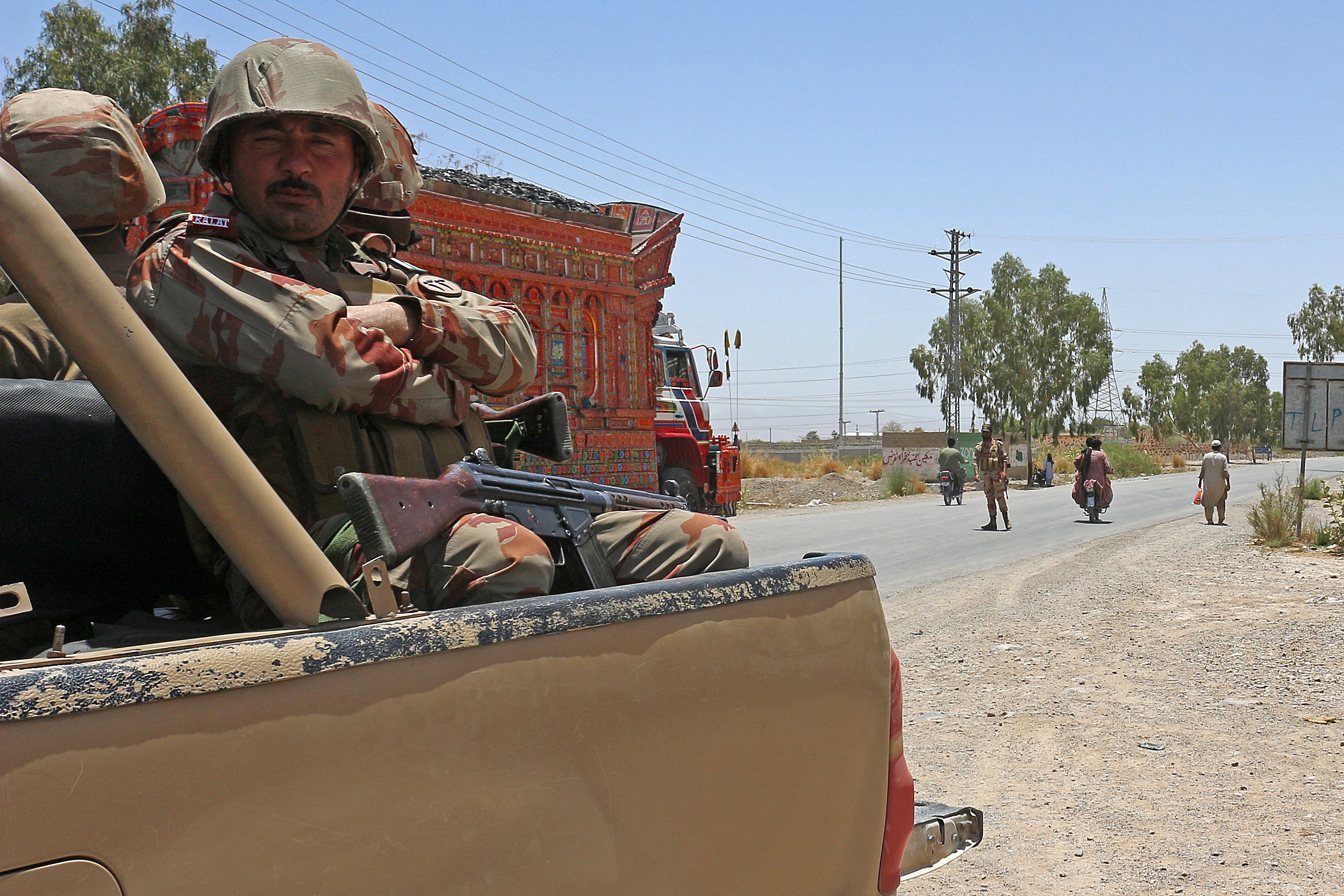 Security personnel in the Khuzdar district of Balochistan province