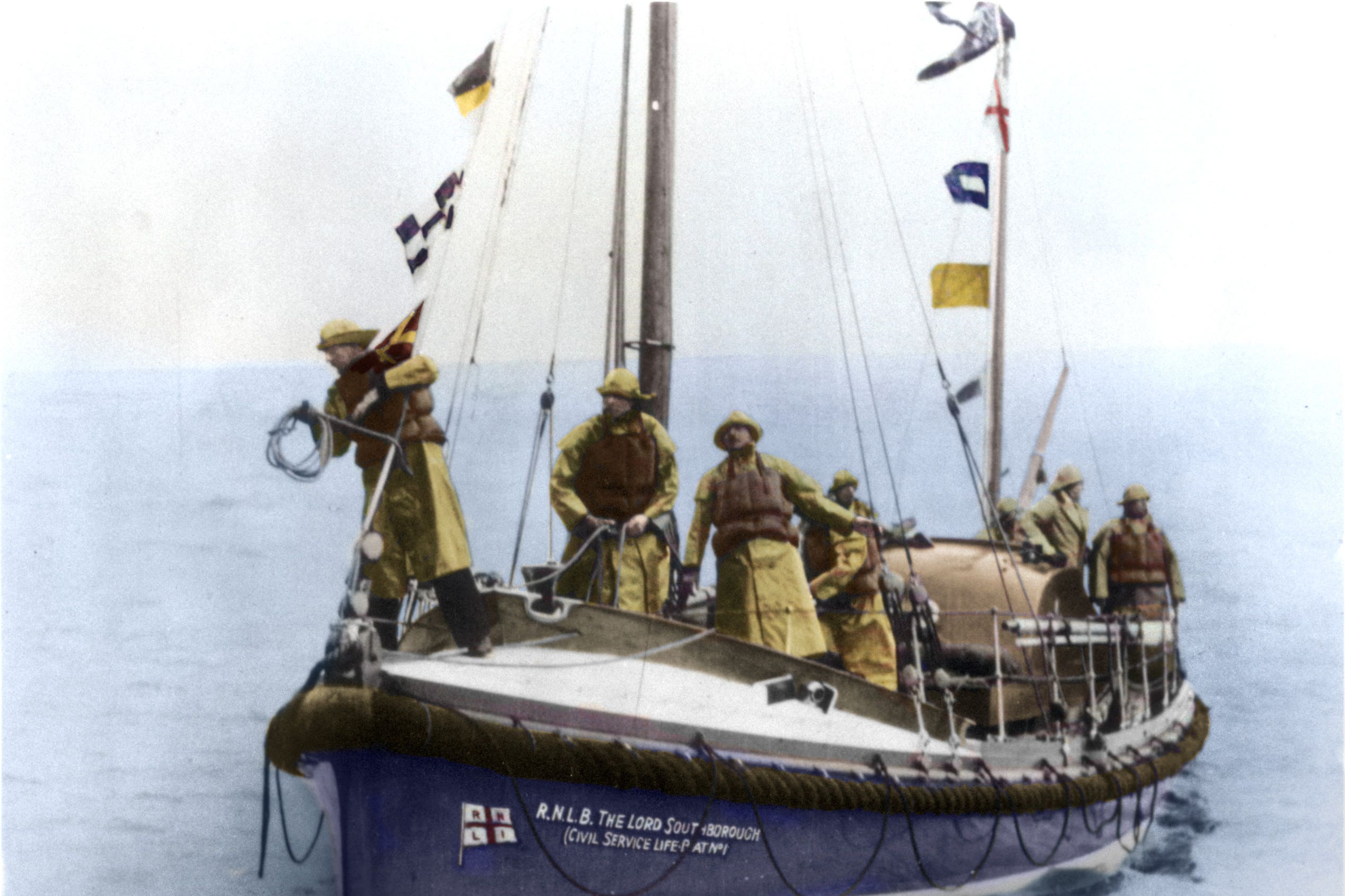 The RNLI crew and the lifeboat they used to helped rescue allied troops in Dunkirk have been newly colourised to mark the 85th anniversary of the evacuation (RNLI/PA)