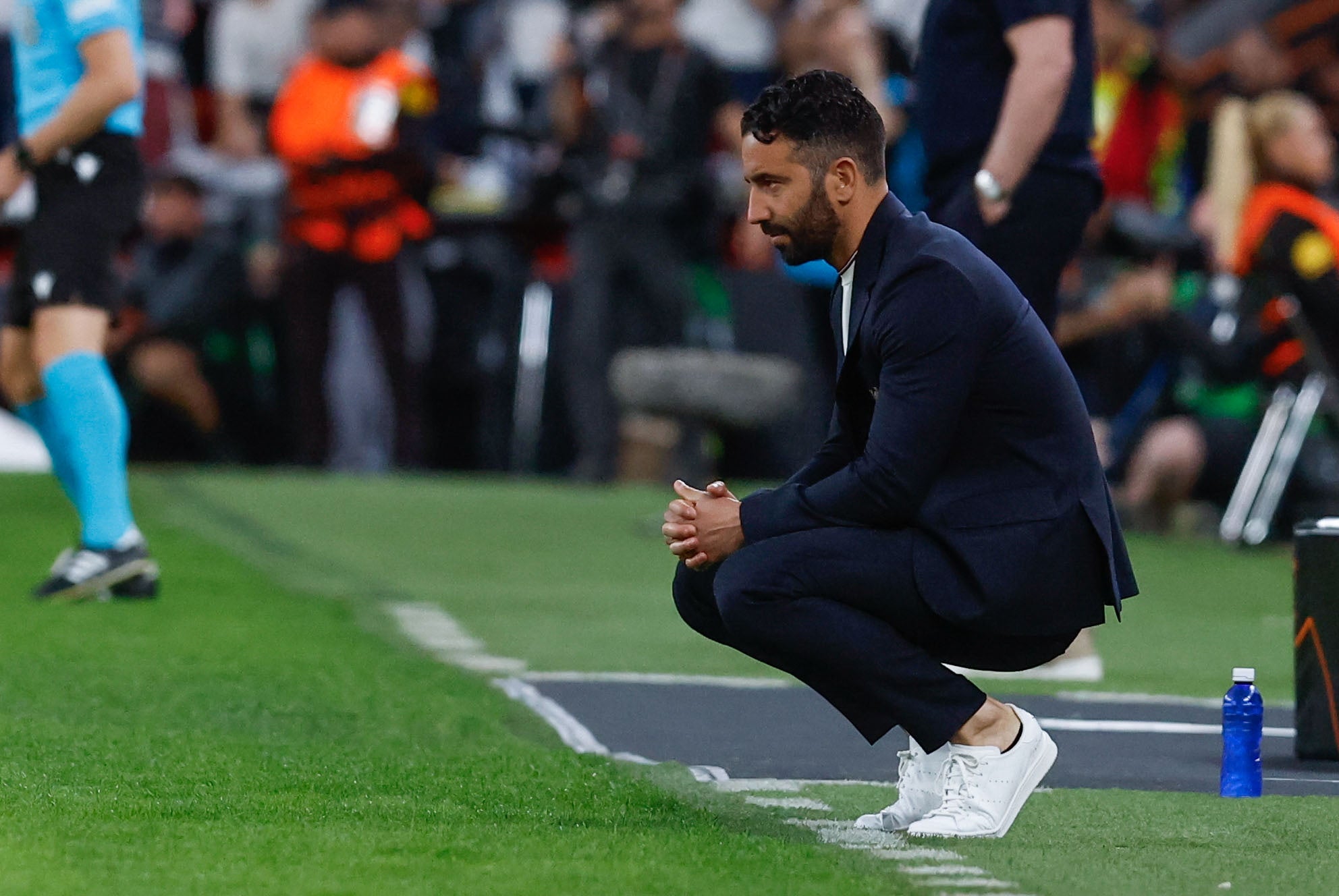 Manchester United’s head coach Ruben Amorim looks on at the San Mames