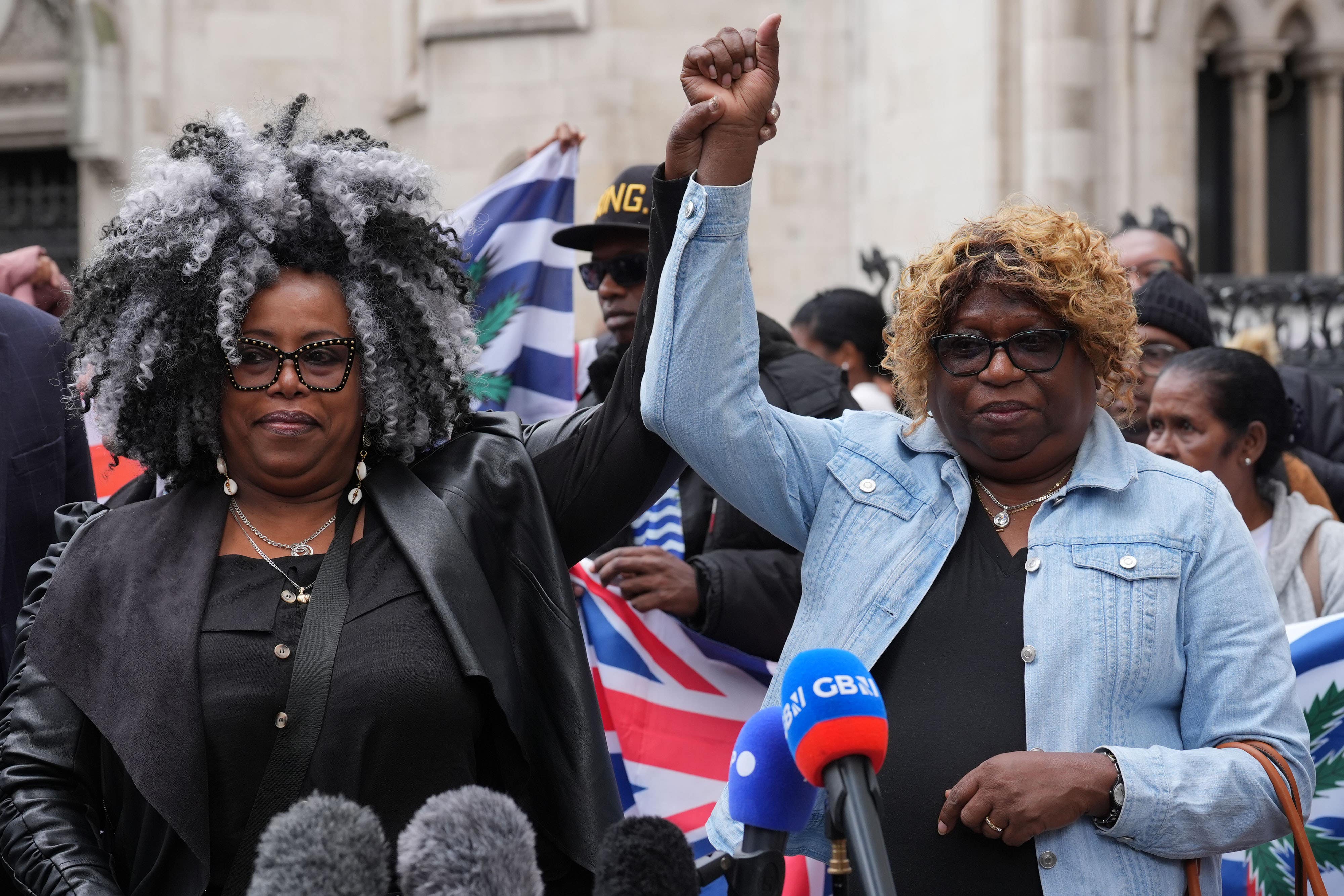 Bertice Pompe, left, and Bernadette Dugasse brought a legal action against the UK Government over the Chagos Islands (Lucy North/PA)