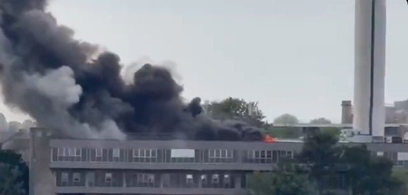 Videos shared by locals on social media showed smoke rising from the building in Bristol