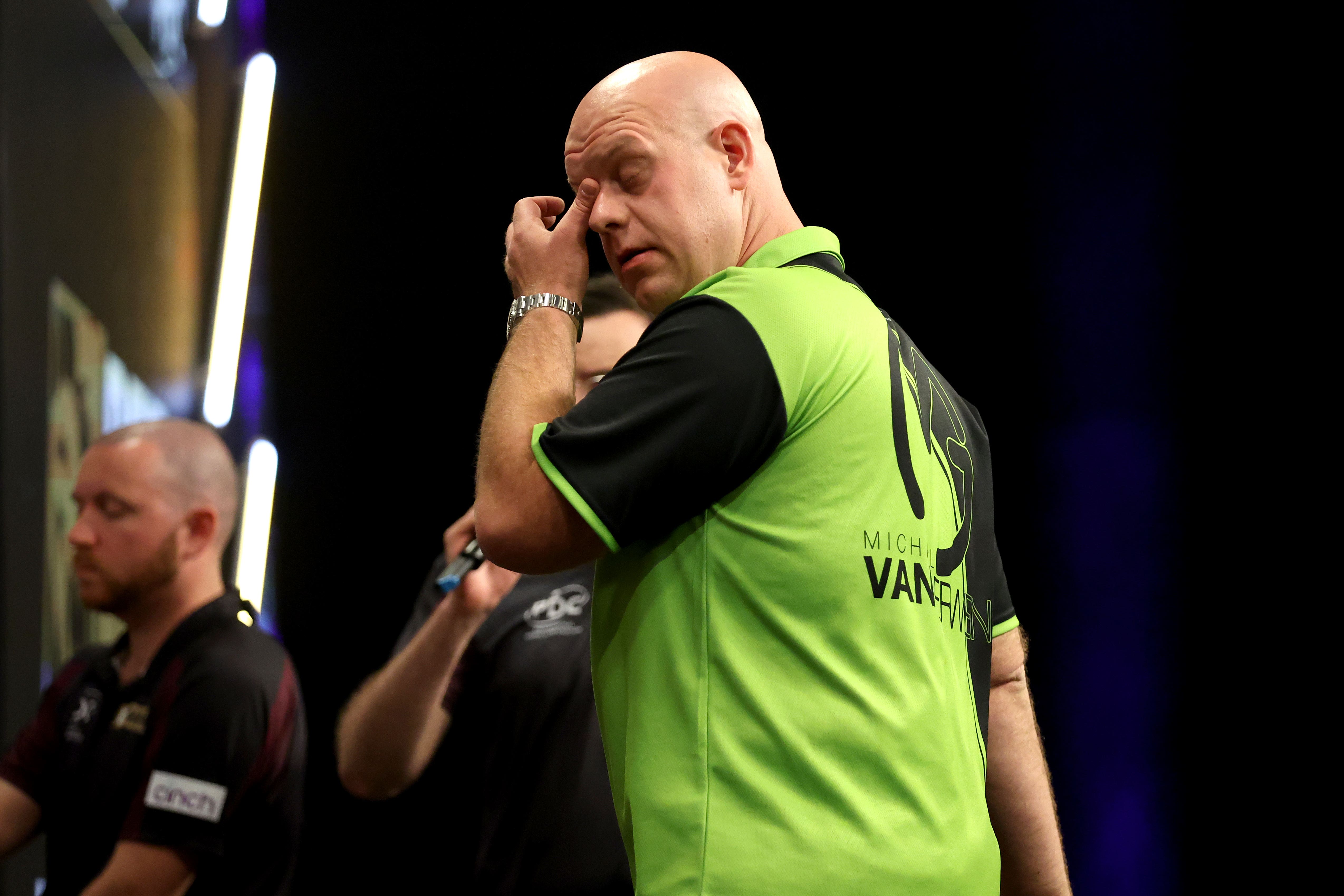 Michael van Gerwen is out of the Premier League (Nigel French/PA)