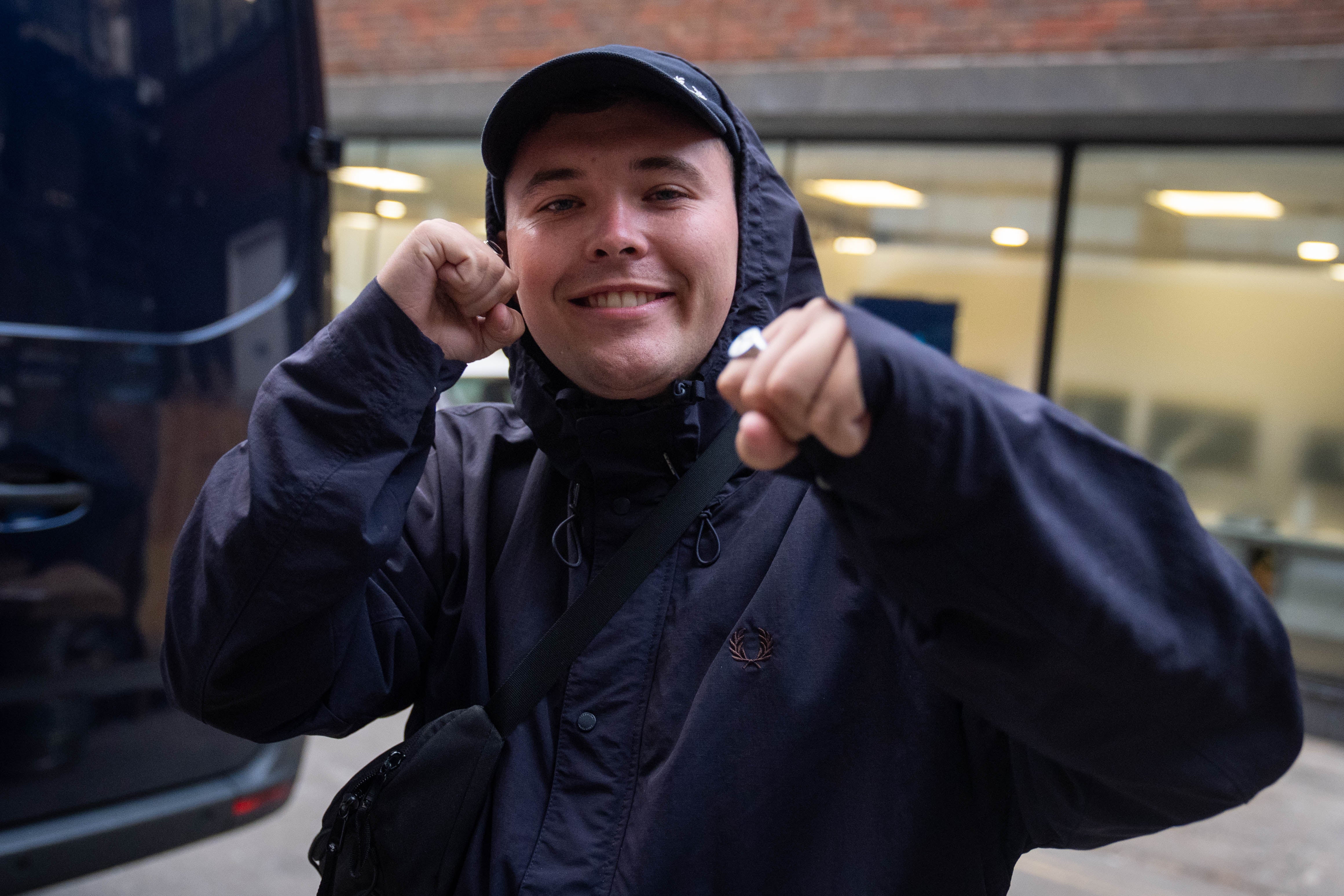 Liam Óg Ó hAnnaidh arrived at the central London venue on Thursday in a silver Mercedes
