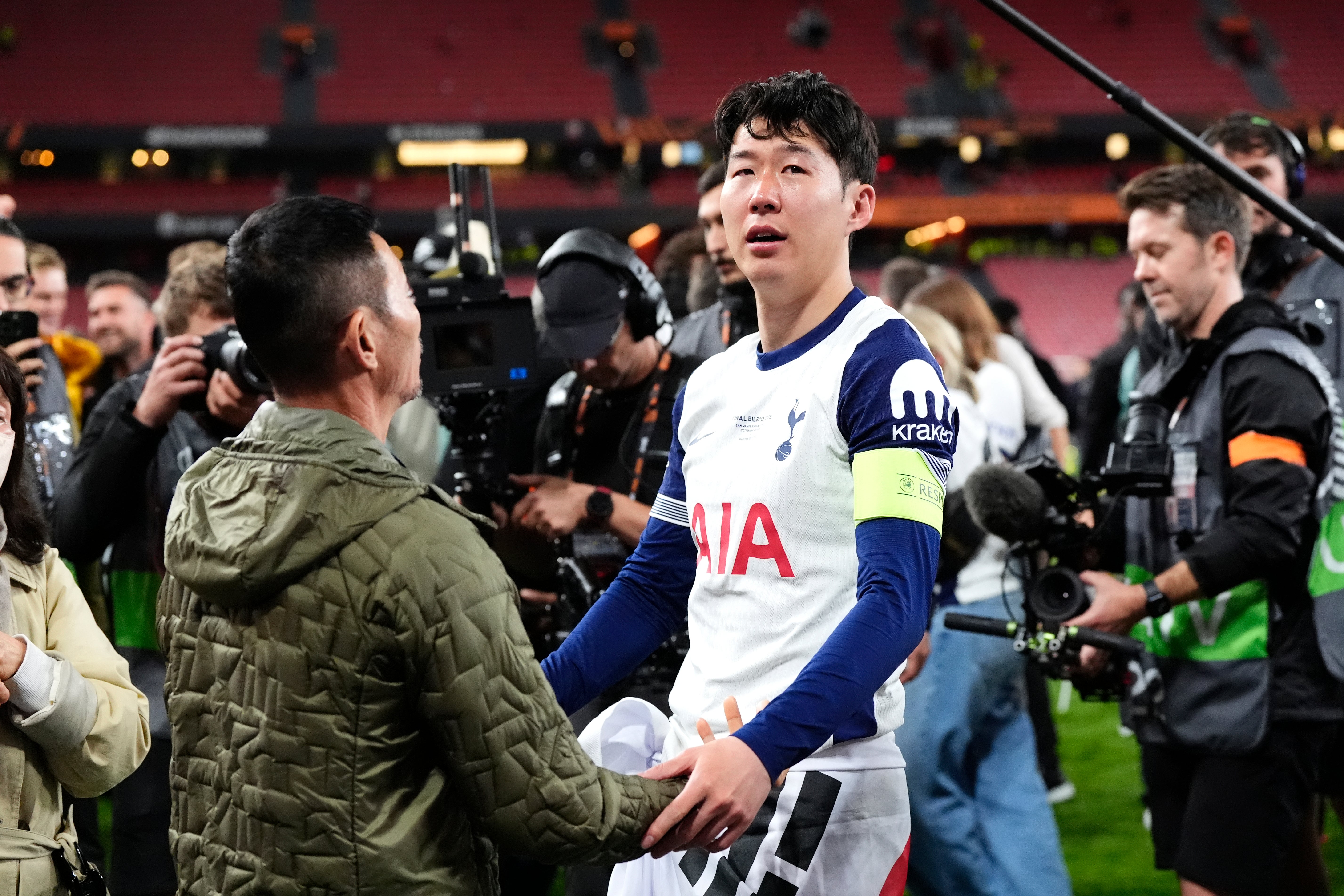 Tottenham Hotspur's Son Heung Min celebrates at the San Mames