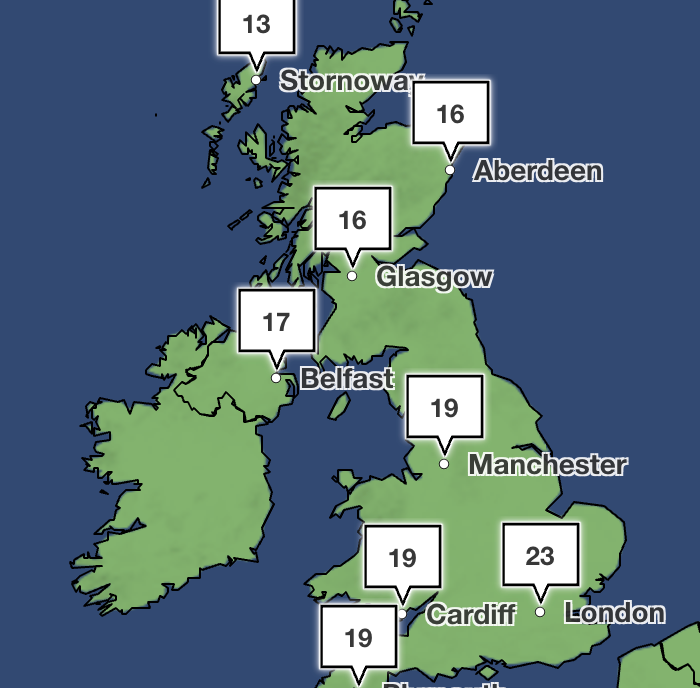 Britons can expect a hot half-term week, with temperature climbing to above average, and some parts of the south of the country forecast to enjoy 23C at times