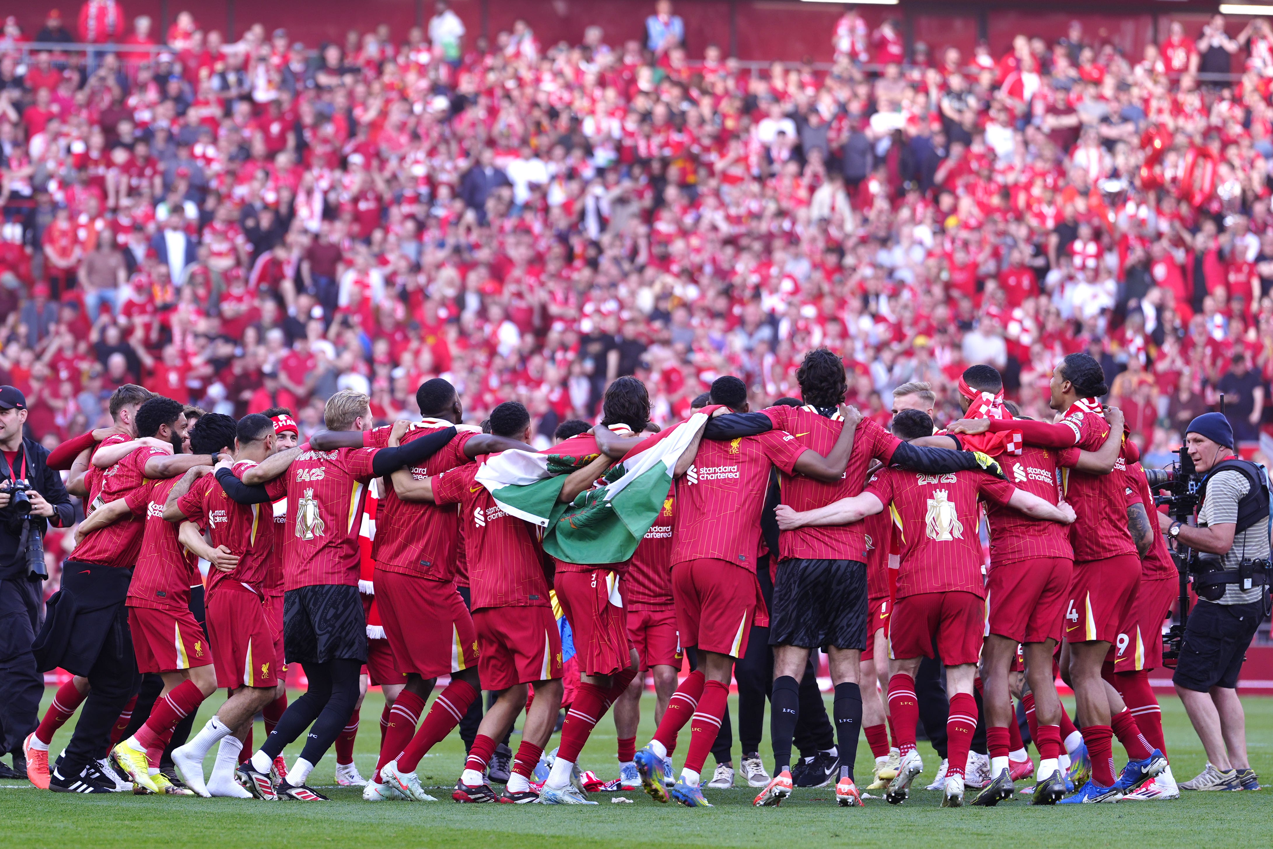 Liverpool claimed their second Premier League crown with a 5-1 thumping of Tottenham (Peter Byrne/PA)
