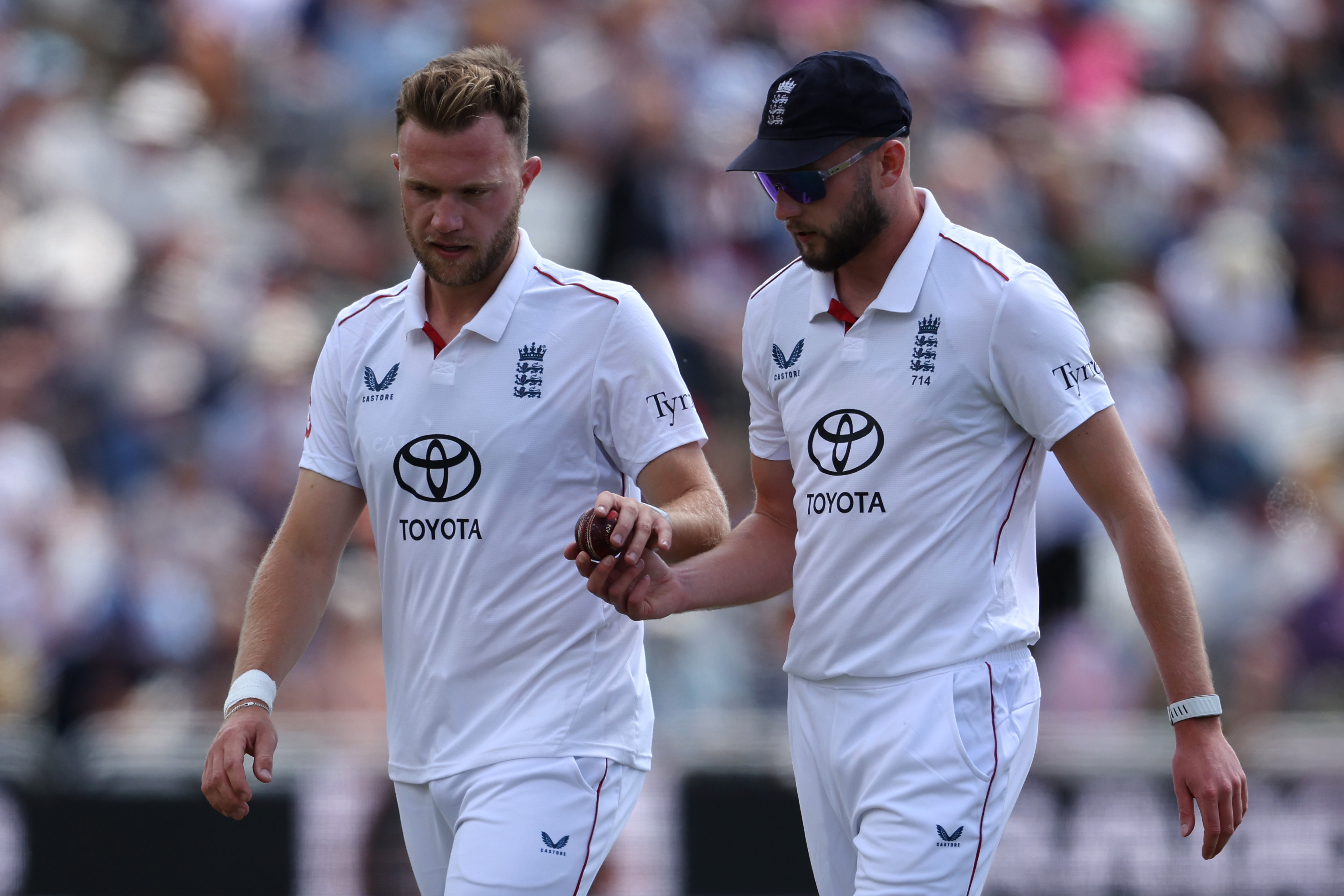Sam Cook (left) took the new ball alongside Gus Atkinson
