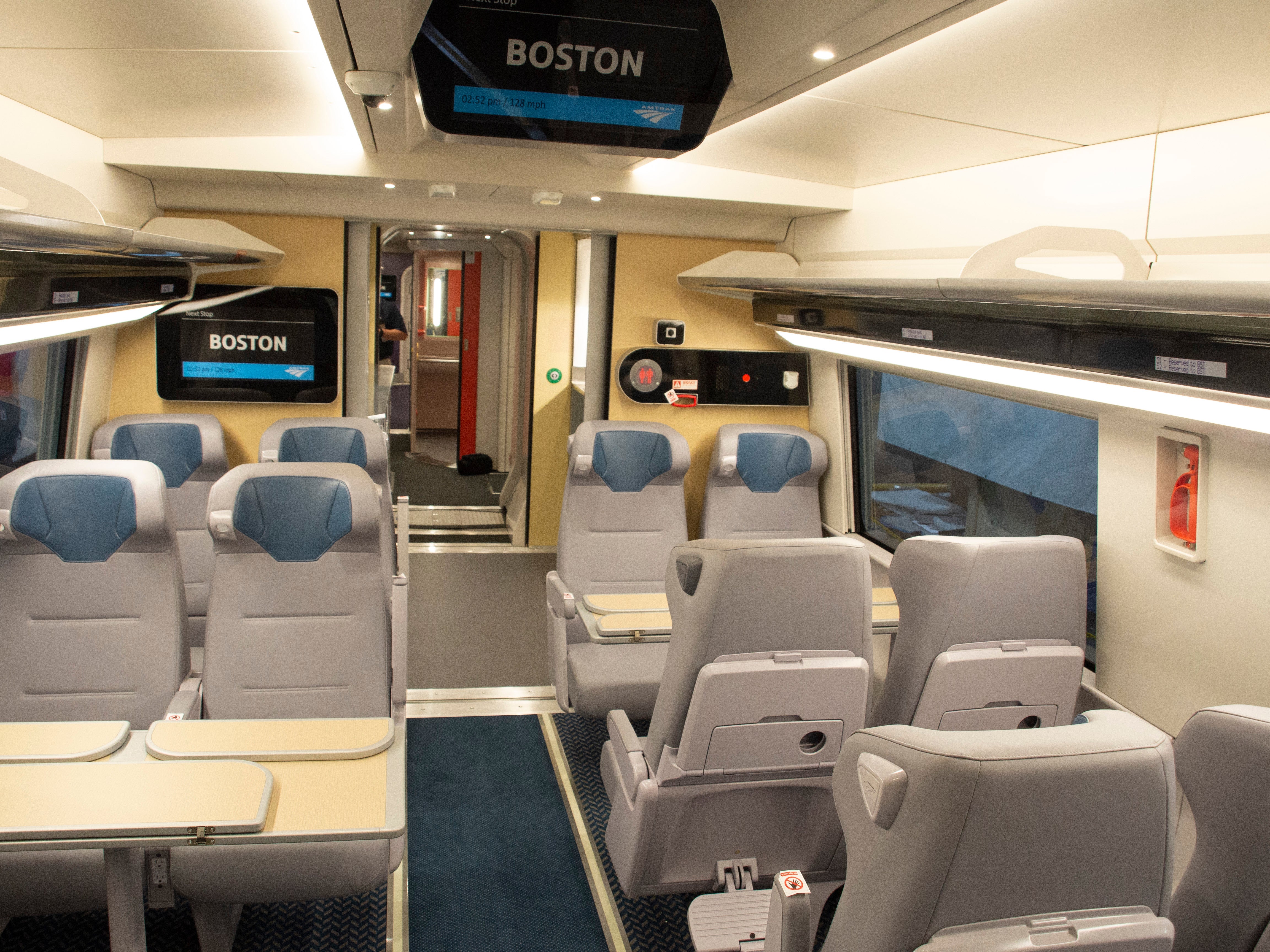 Above is the Acela business-class car