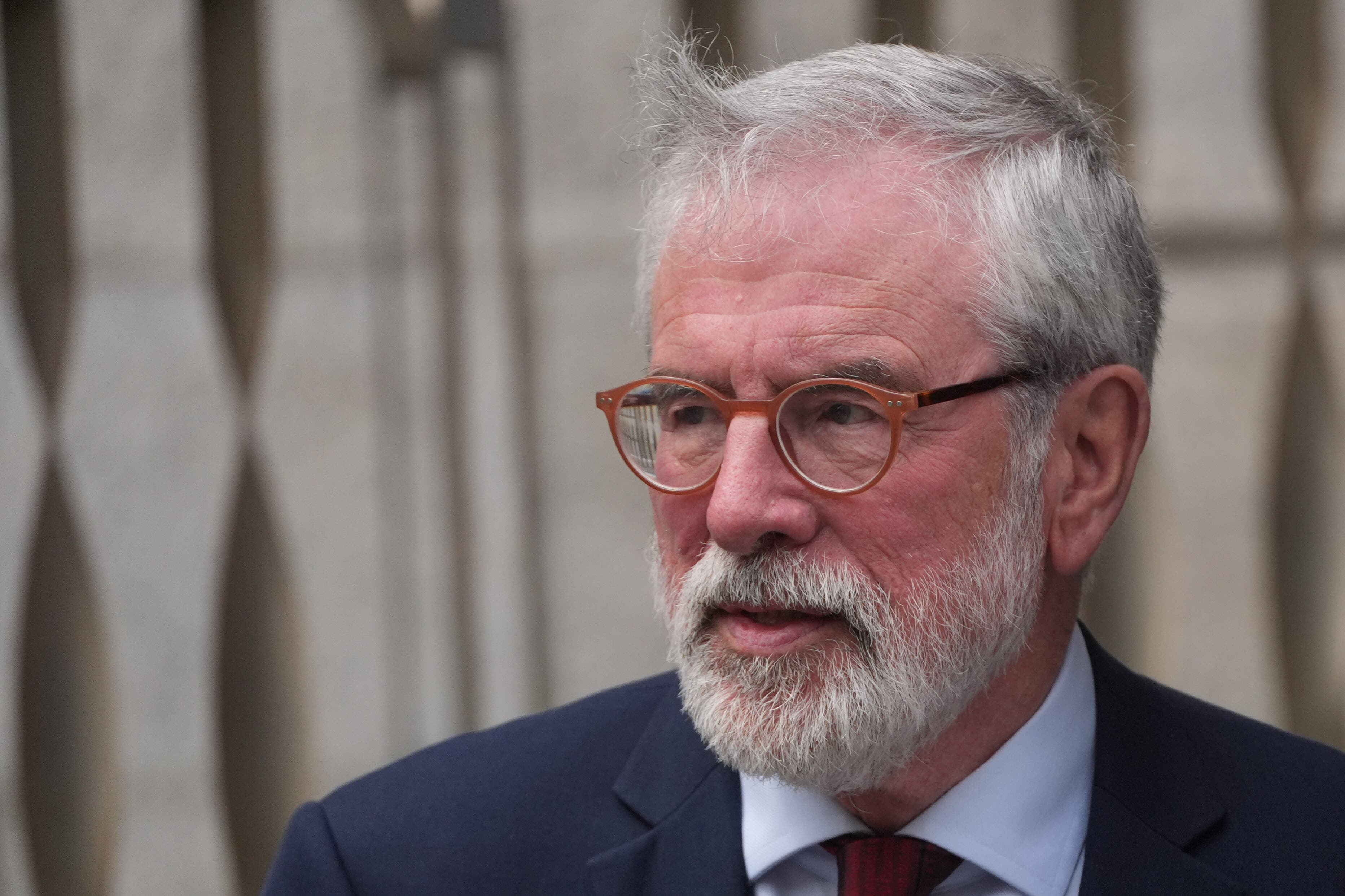 Gerry Adams outside the High Court in Dublin, where the former Sinn Fein president is bringing a legal action against the BBC over allegations about the murder of an MI5 spy. Claims were made in a BBC Northern Ireland Spotlight programme in 2016 over who sanctioned the killing of British spy Denis Donaldson. Picture date: Thursday May 22, 2025.