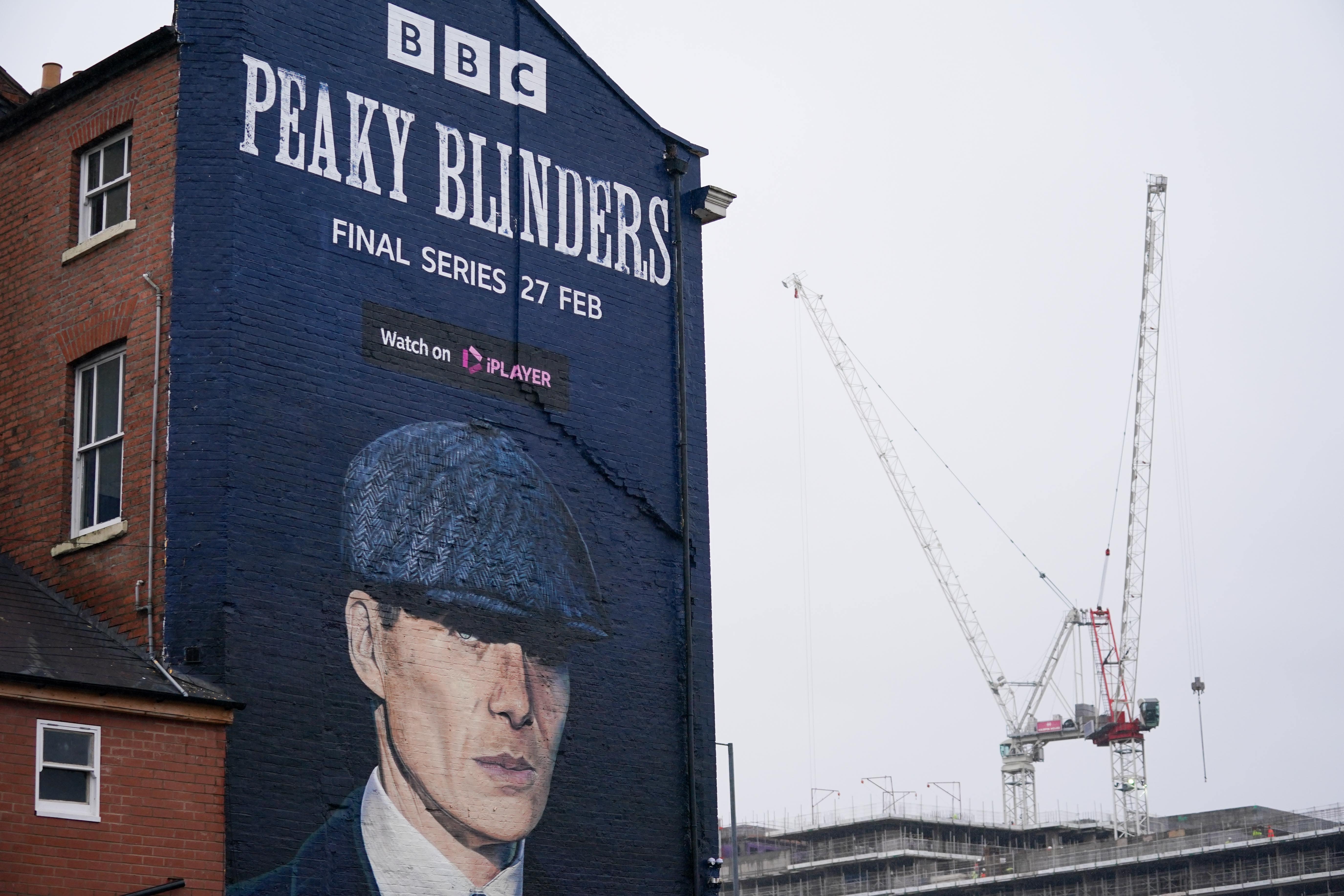 A mural by artist Akse P19, of actor Cillian Murphy, as Peaky Blinders crime boss Tommy Shelby (Jacob King/PA)