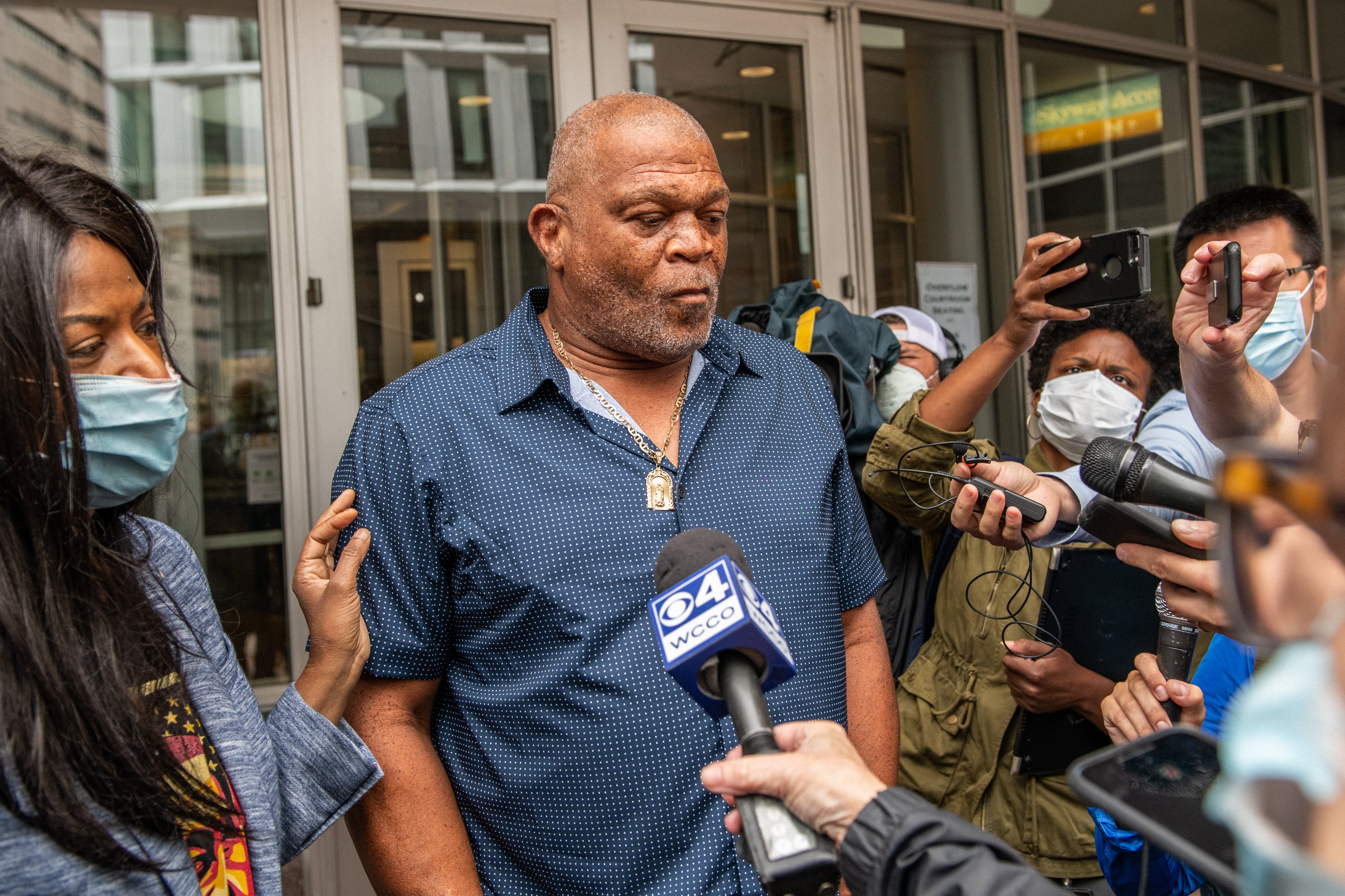 Selwyn Jones, uncle of George Floyd, speaks with reporters in front of the Hennepin County Public Safety Facility on June 29, 2020 in Minneapolis, Minnesota.
