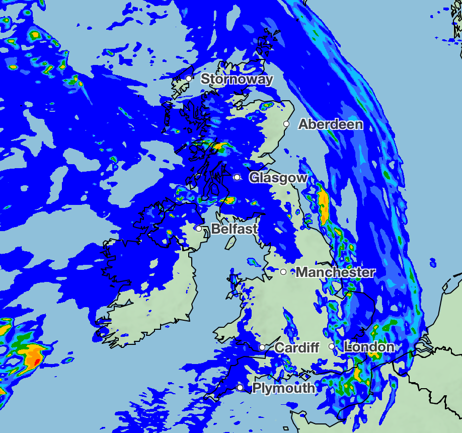 The UK will see consistent rainfall this weekend