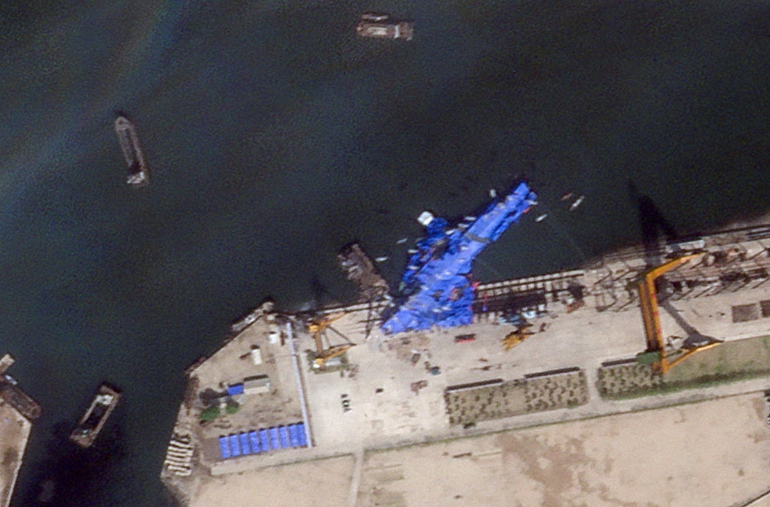 An aerial image showing where the destroyer is stored following the failed launch