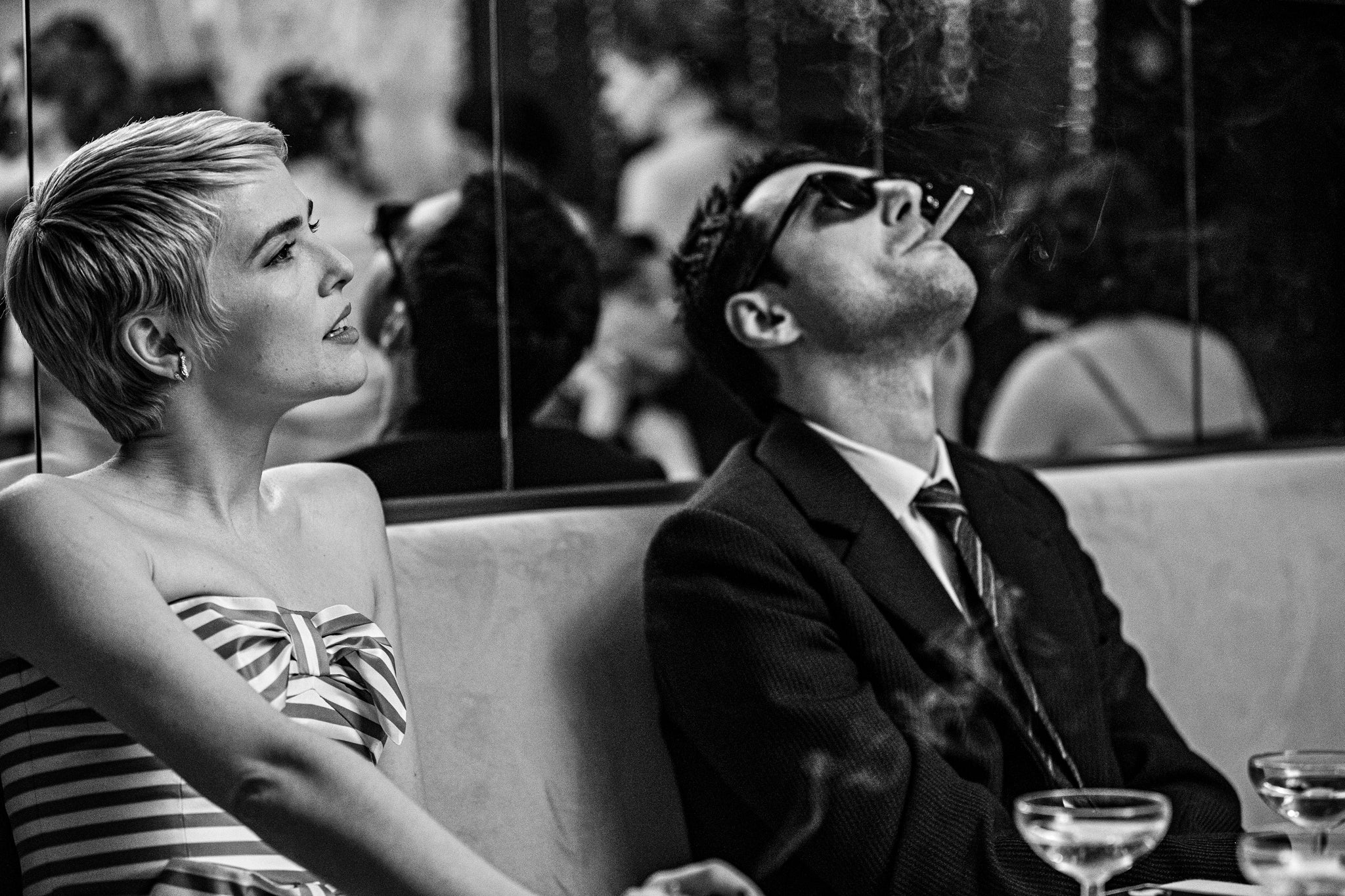 Deutch, alongside in Guillaume Marbeck as Jean-Luc Godard, in ‘Nouvelle Vague’