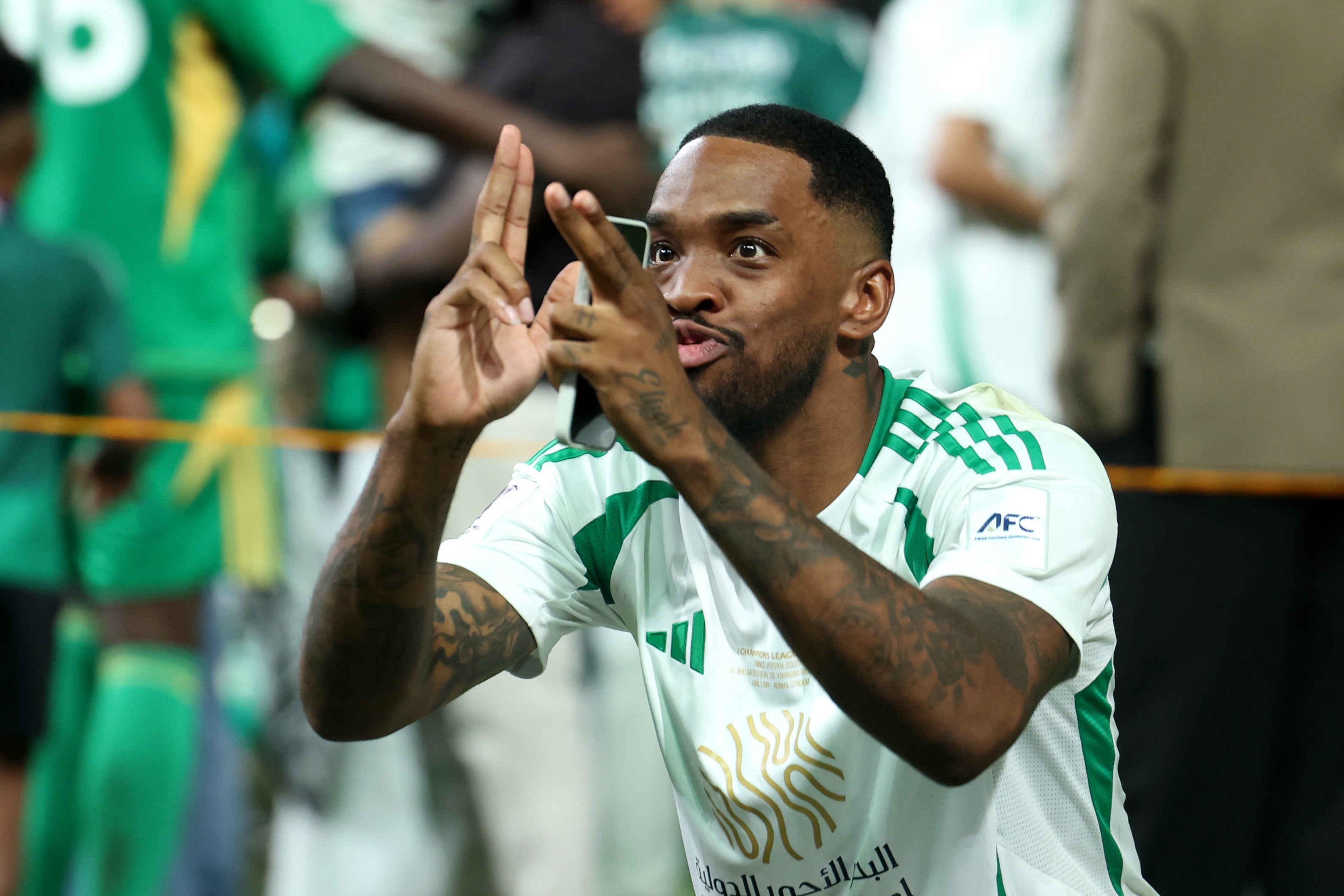 Ivan Toney of Al-Ahli Saudi celebrates victory in the AFC Champions League Elite Final