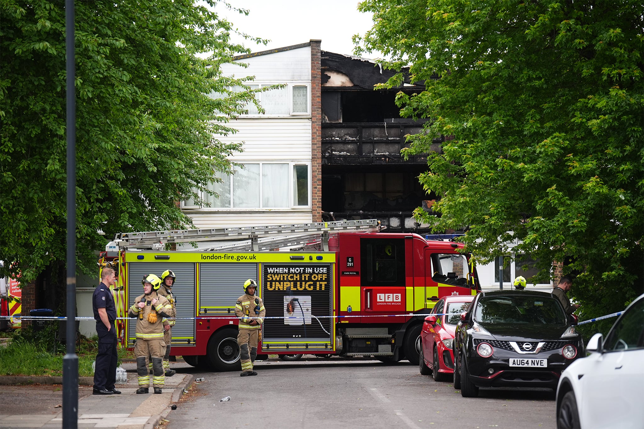 Fire crews at the scene in Tillett Close, Stonebridge, in Brent