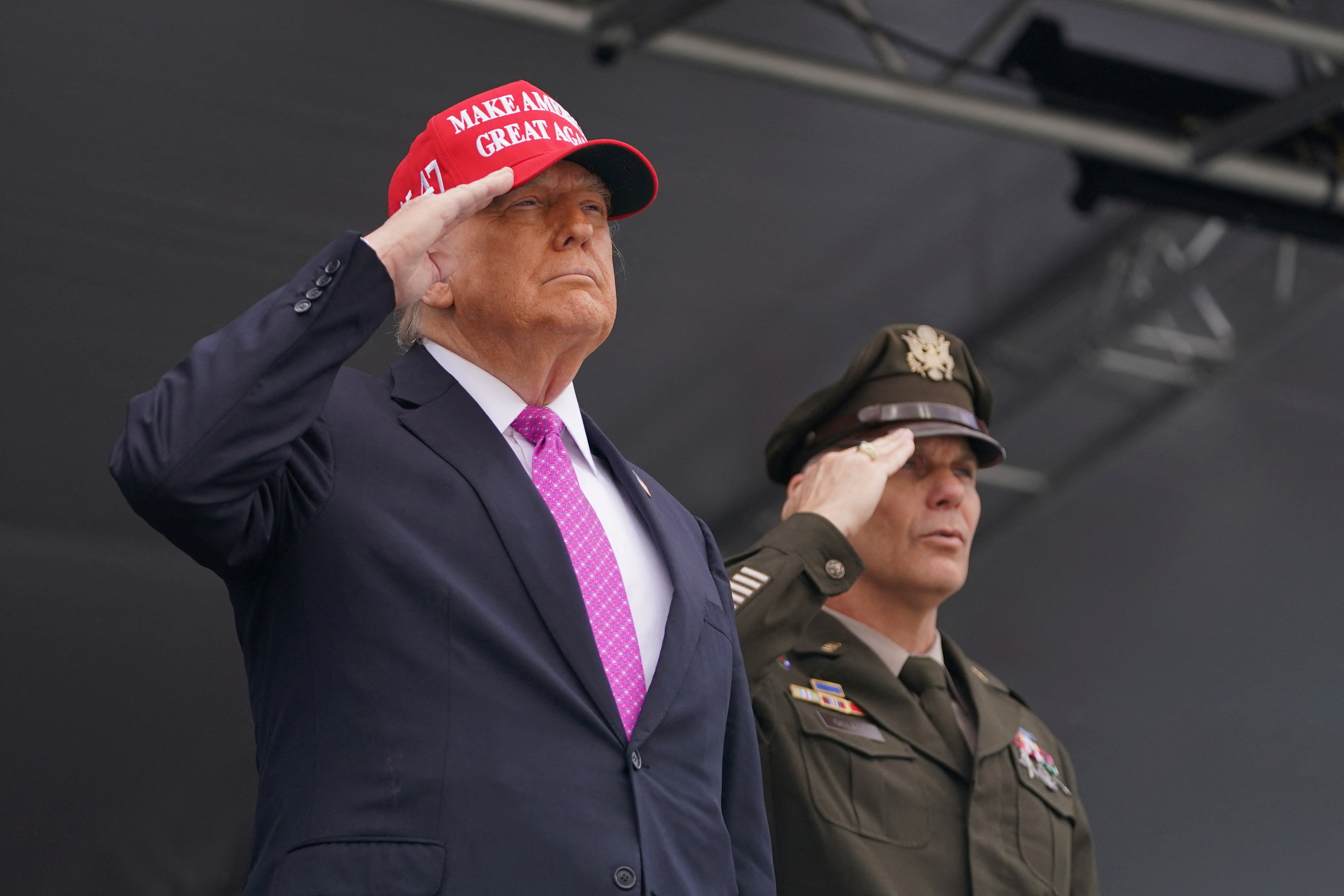 President Donald Trump attends the commencement ceremony at West Point Military Academy in West Point, New York, on Saturday