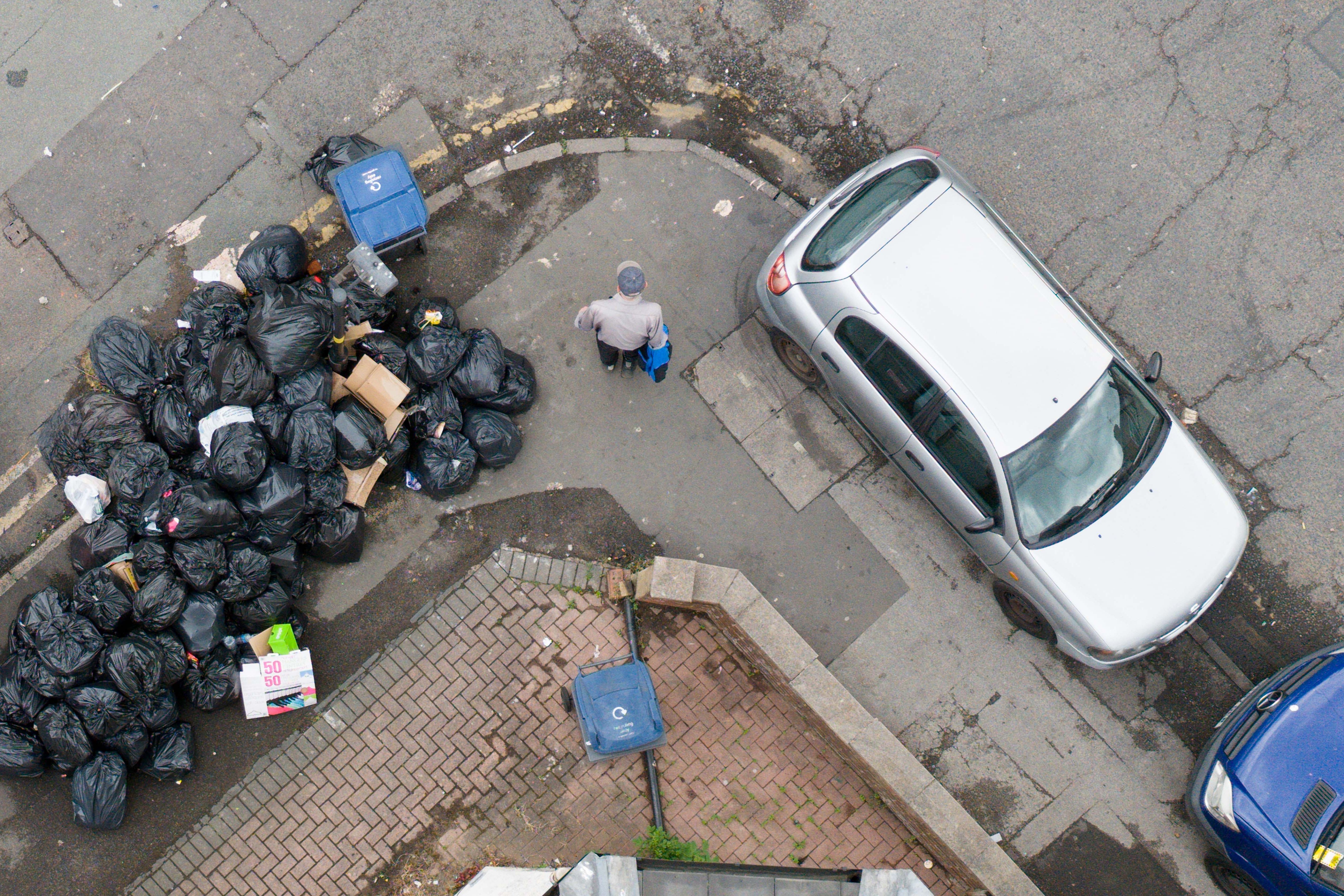 Uncollected refuse bags in the Sparkhill area of Birmingham (Jacob King/PA)