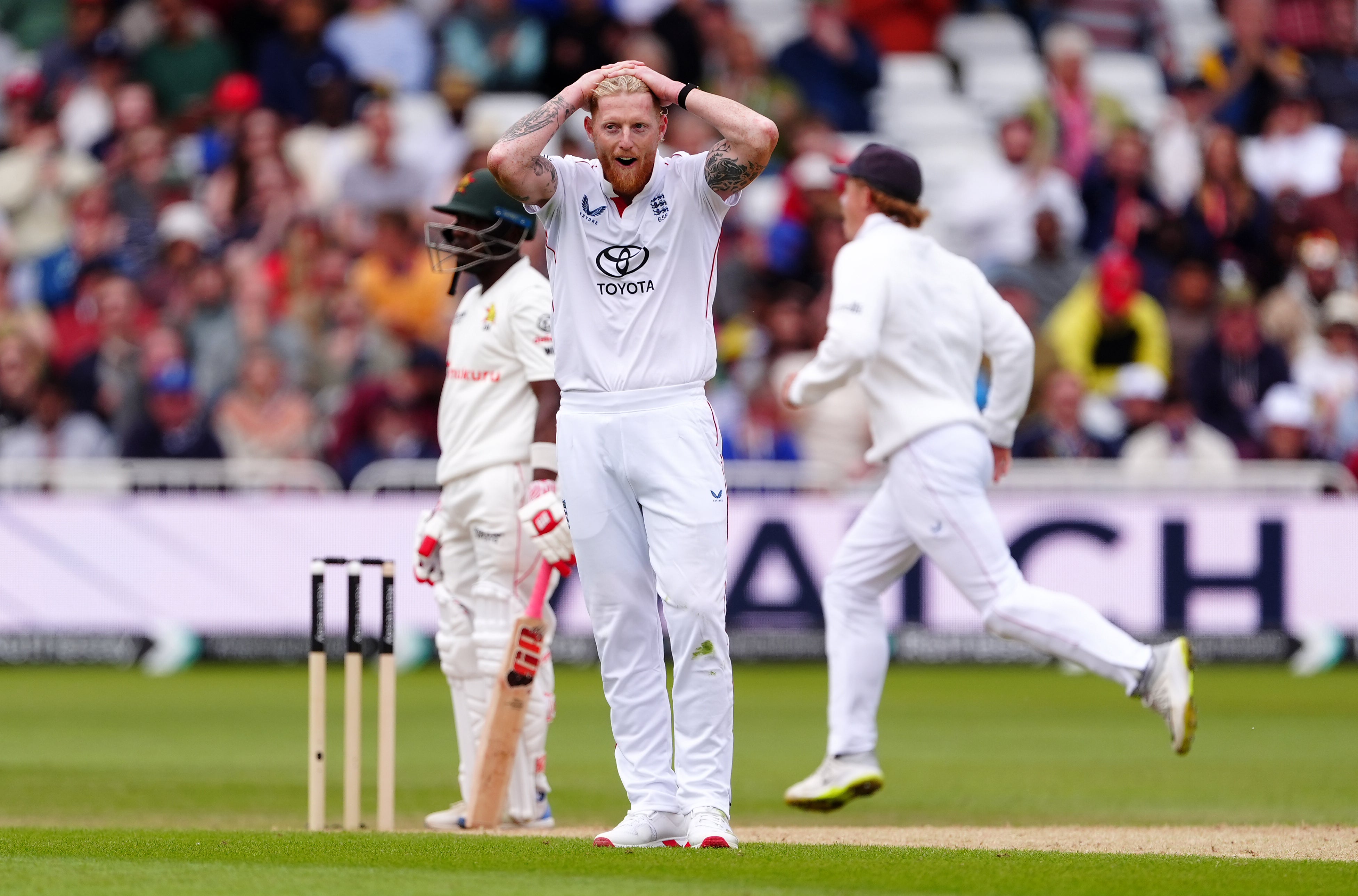 Ben Stokes reacted with astonishment as Harry Brook took a remarkable catch