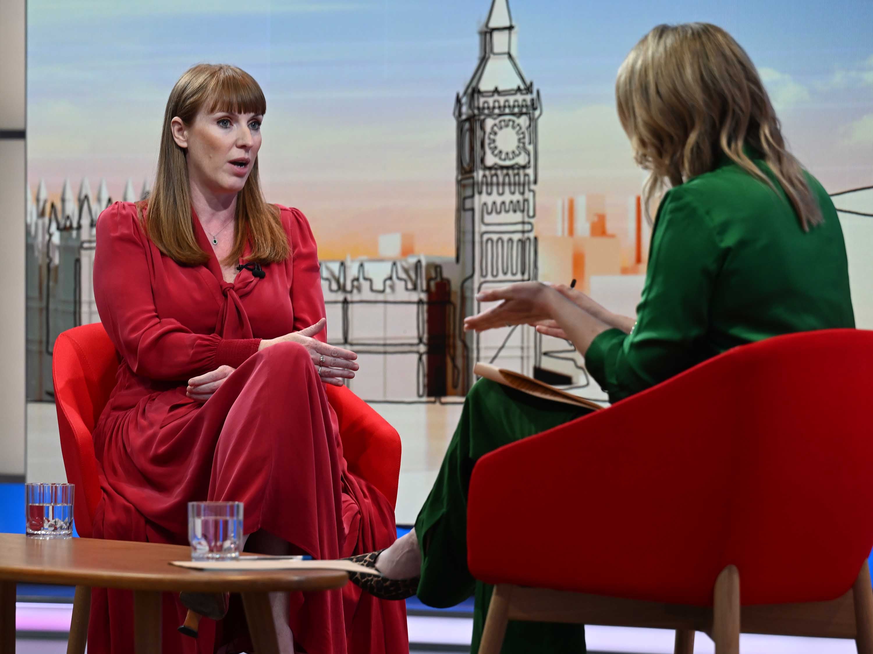 Angela Rayner talking to Laura Kuenssberg