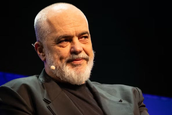 Edi Rama speaking at the Hay Festival