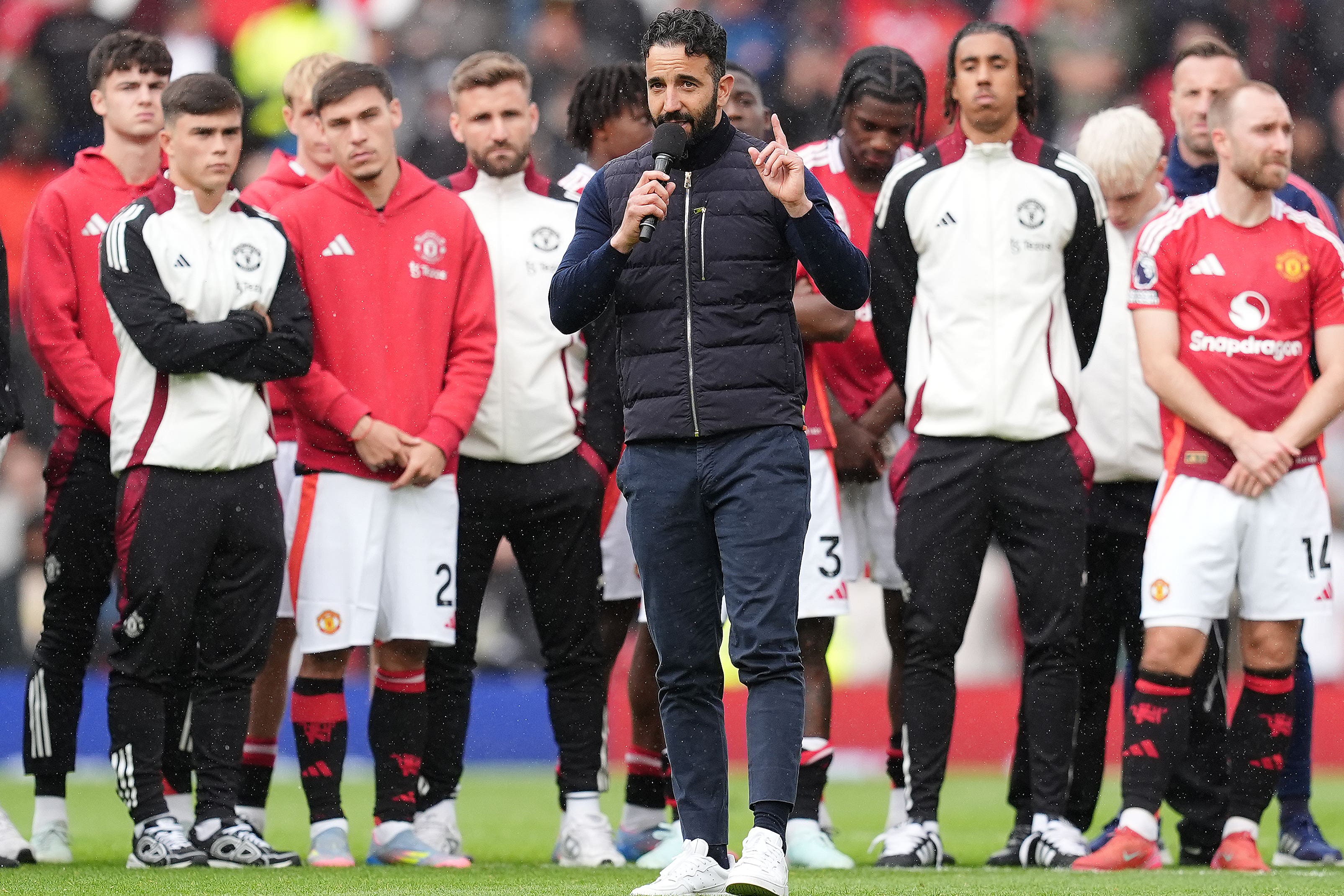 Manchester United took a ‘lap of apology’ after their final home game of the season and Ruben Amorim addressed the crowd