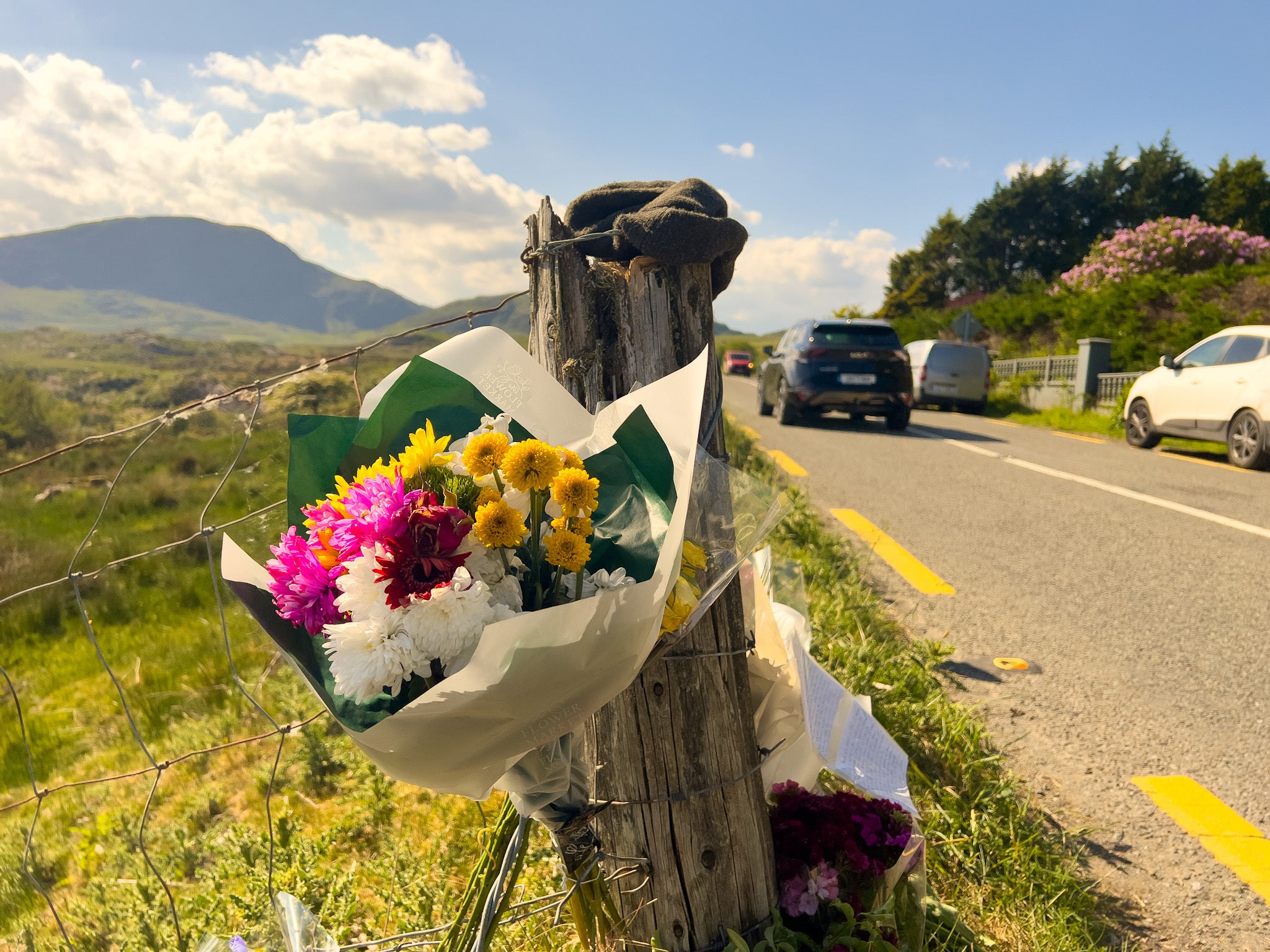 A tribute close to the farm of Michael ‘Mike’ Gaine near Kenmare in Co Kerry (Noel Sweeney/PA)