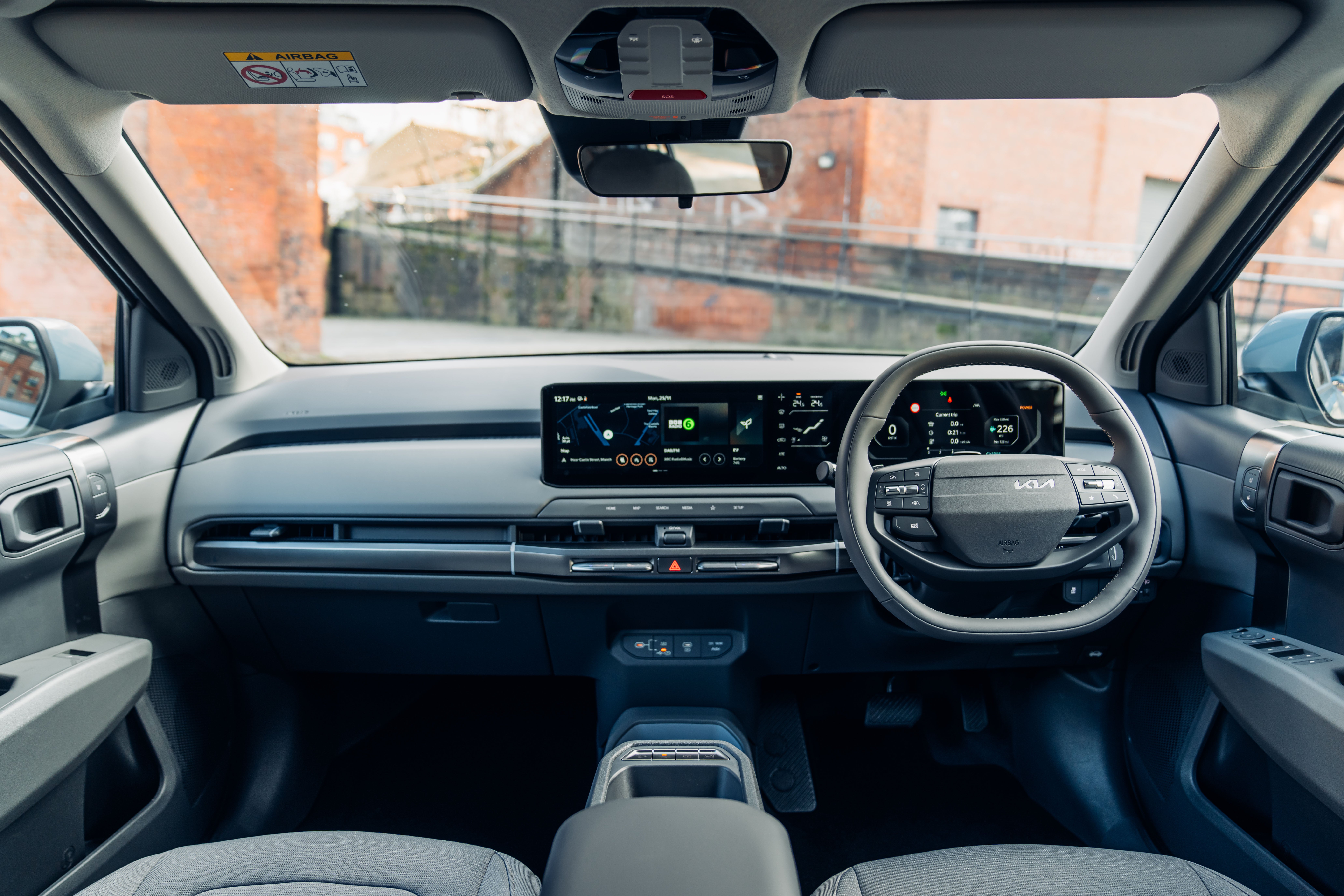 The Kia EV3’s interior is smart and well-made with two excellent 12.3-inch digital screens