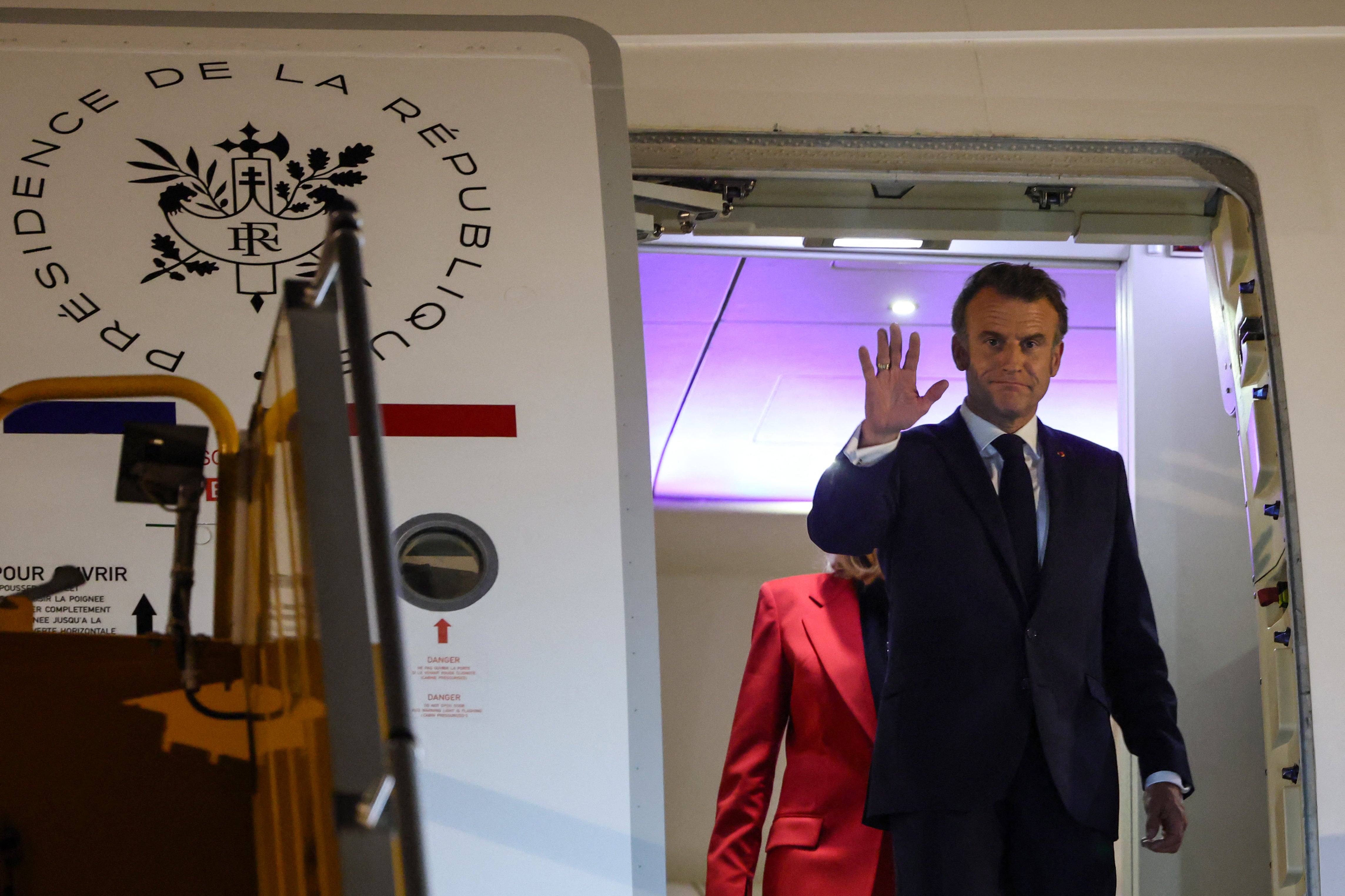 Macron later played down the incident to reporters and said the couple had been ‘squabbling.’ ‘We are squabbling and, rather, joking with my wife,’ he said.