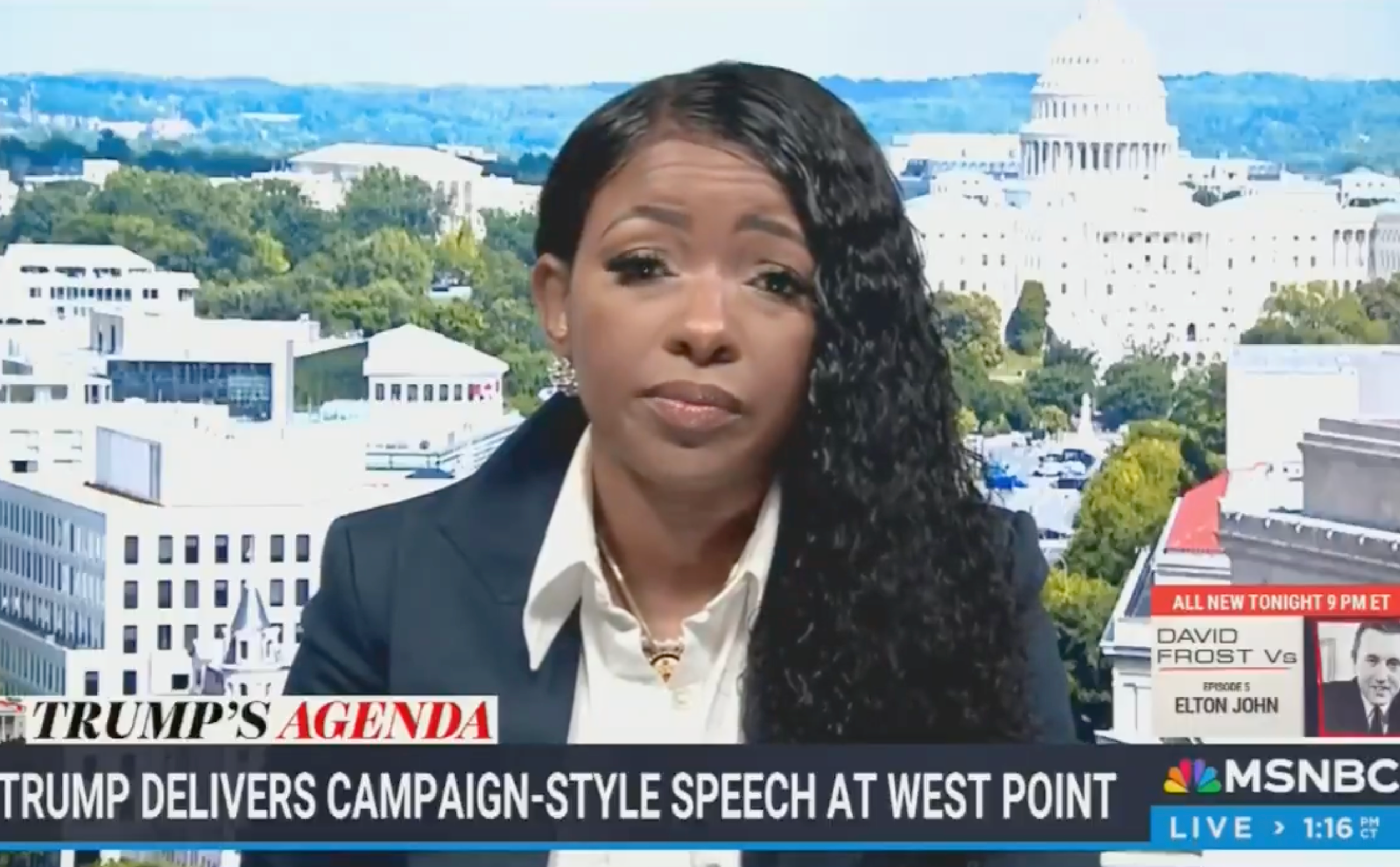 Democratic Rep. Jasmine Crockett interviewed on MSNBC on Sunday May 25 2025