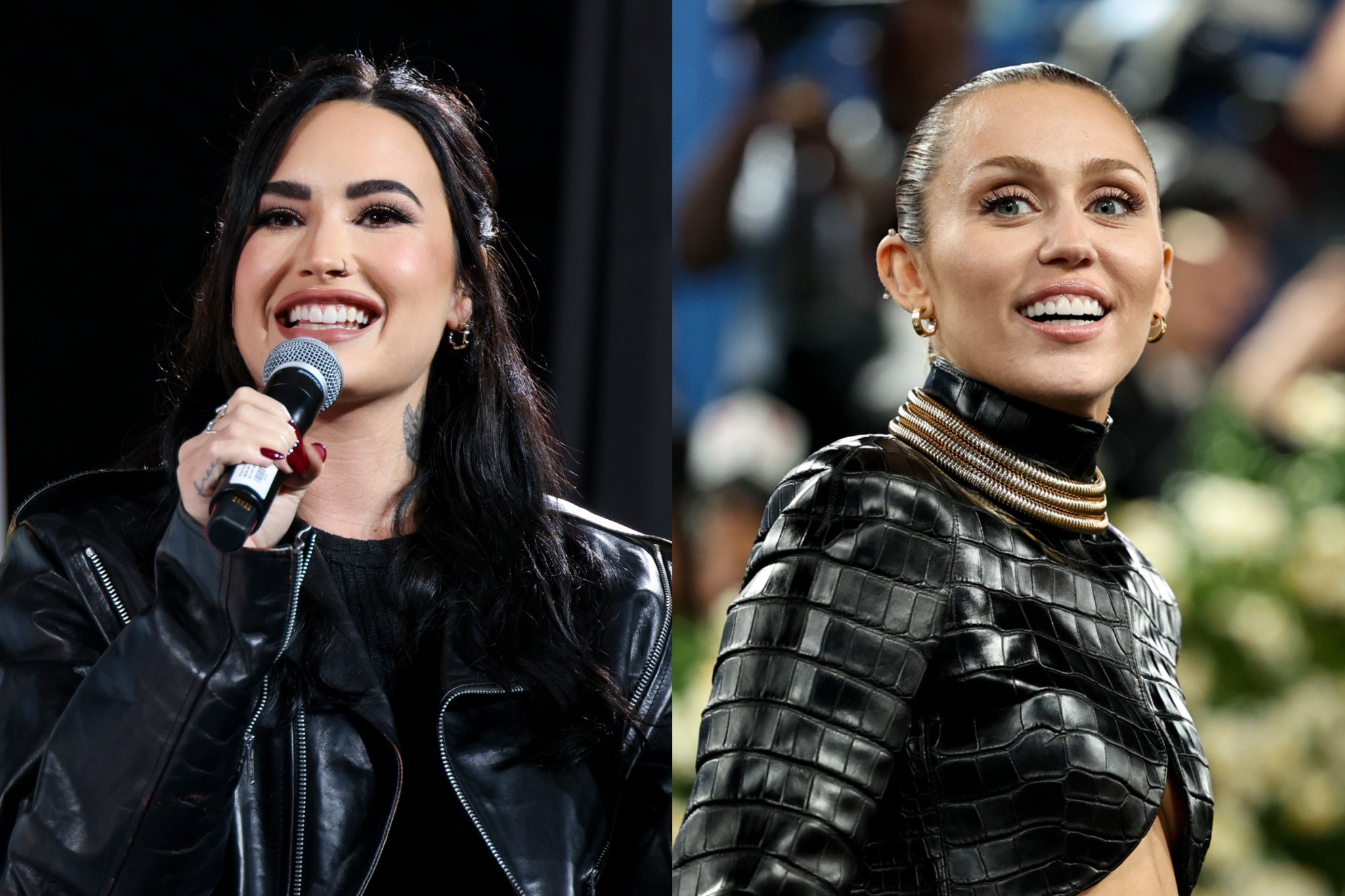 Demi Lovato and Miley Cyrus wore strikingly similar wedding gowns at their respective nuptials