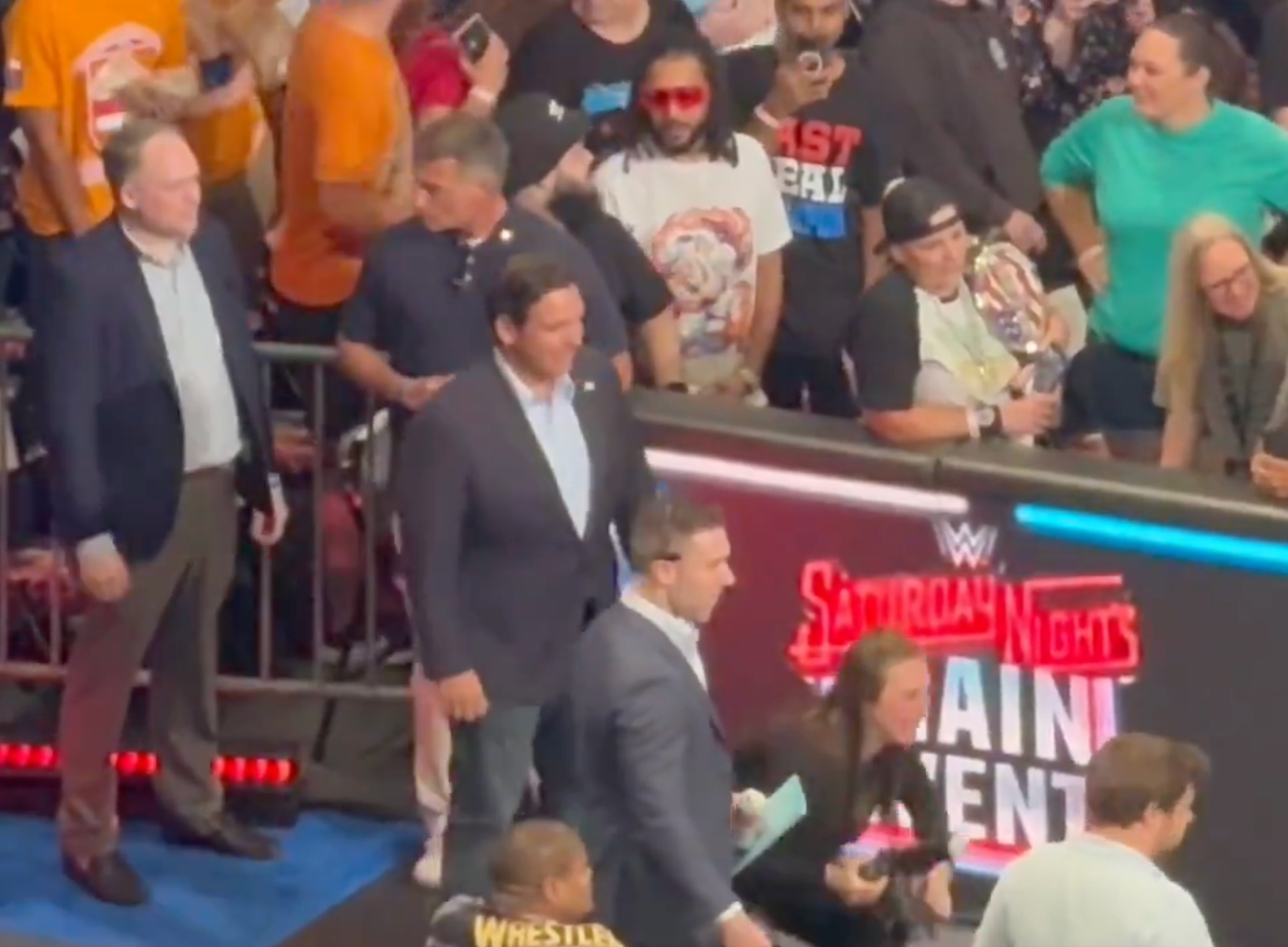 Florida Governor Ron DeSantis receives a rough reception at WWE’s Saturday Night’s Main Event in Tampa on May 24 2025
