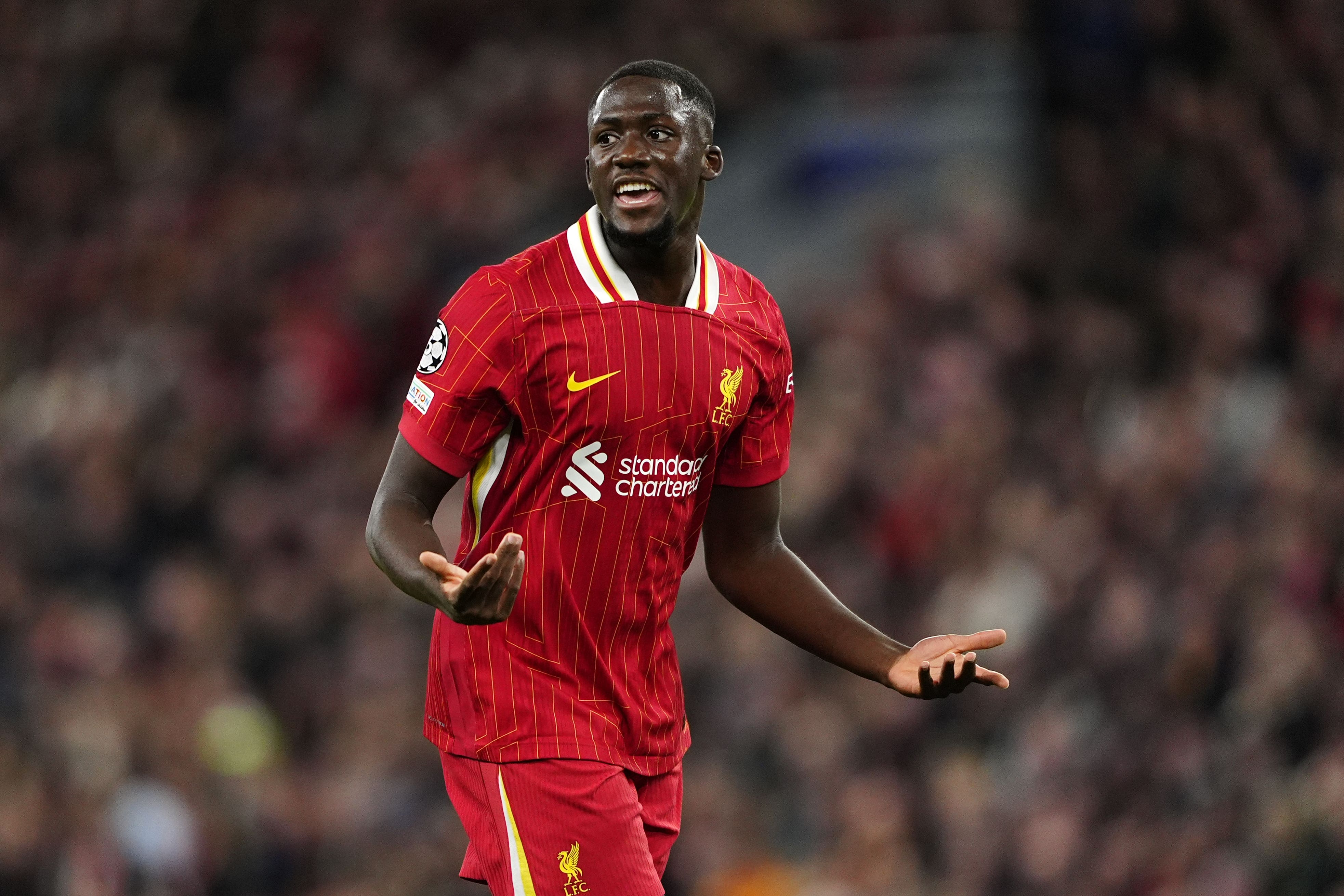 Liverpool’s Ibrahima Konate insists he is happy at the club but there has not been any progress on a new contract (Peter Byrne/PA)