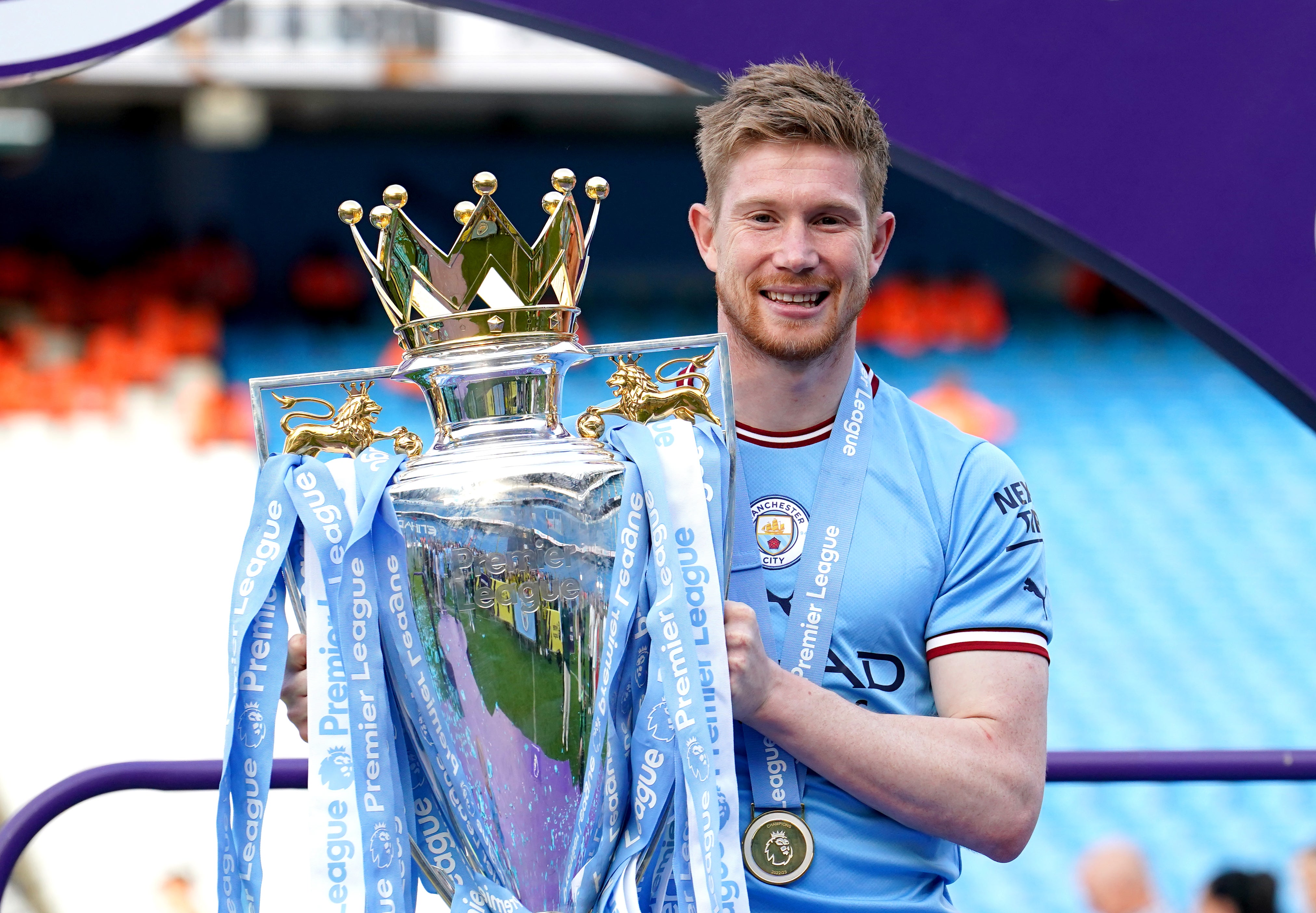 De Bruyne’s successes at City included six Premier League titles (Martin Rickett/PA)