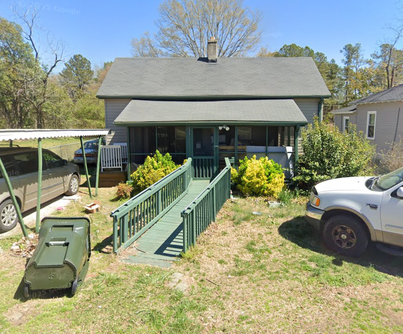 More than 40 animals were removed from the South Carolina home (pictured), including a dead goat that was decomposing in the bathtub