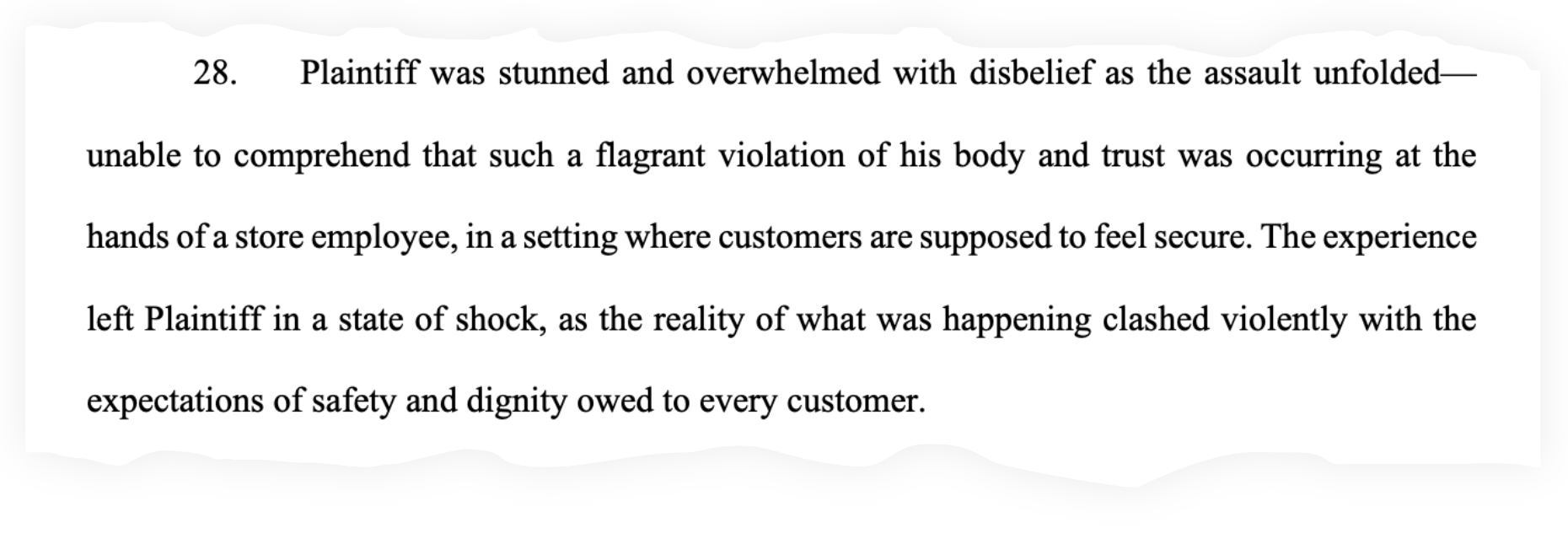 A section of of ‘John Doe’s’ claim.