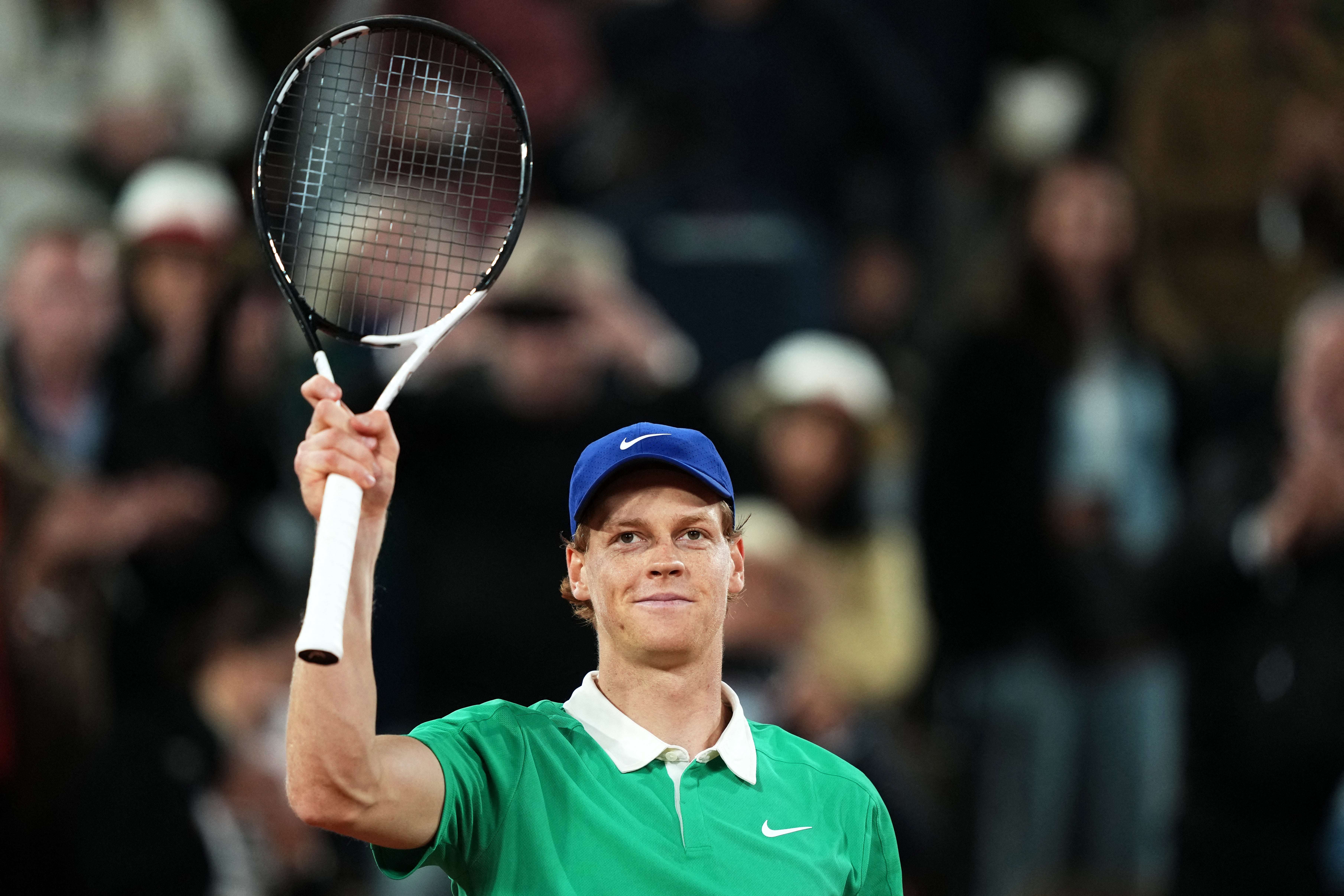 Jannik Sinner came from 5-2 down in the third set to beat Arthur Rinderknech 6-4 6-3 7-5