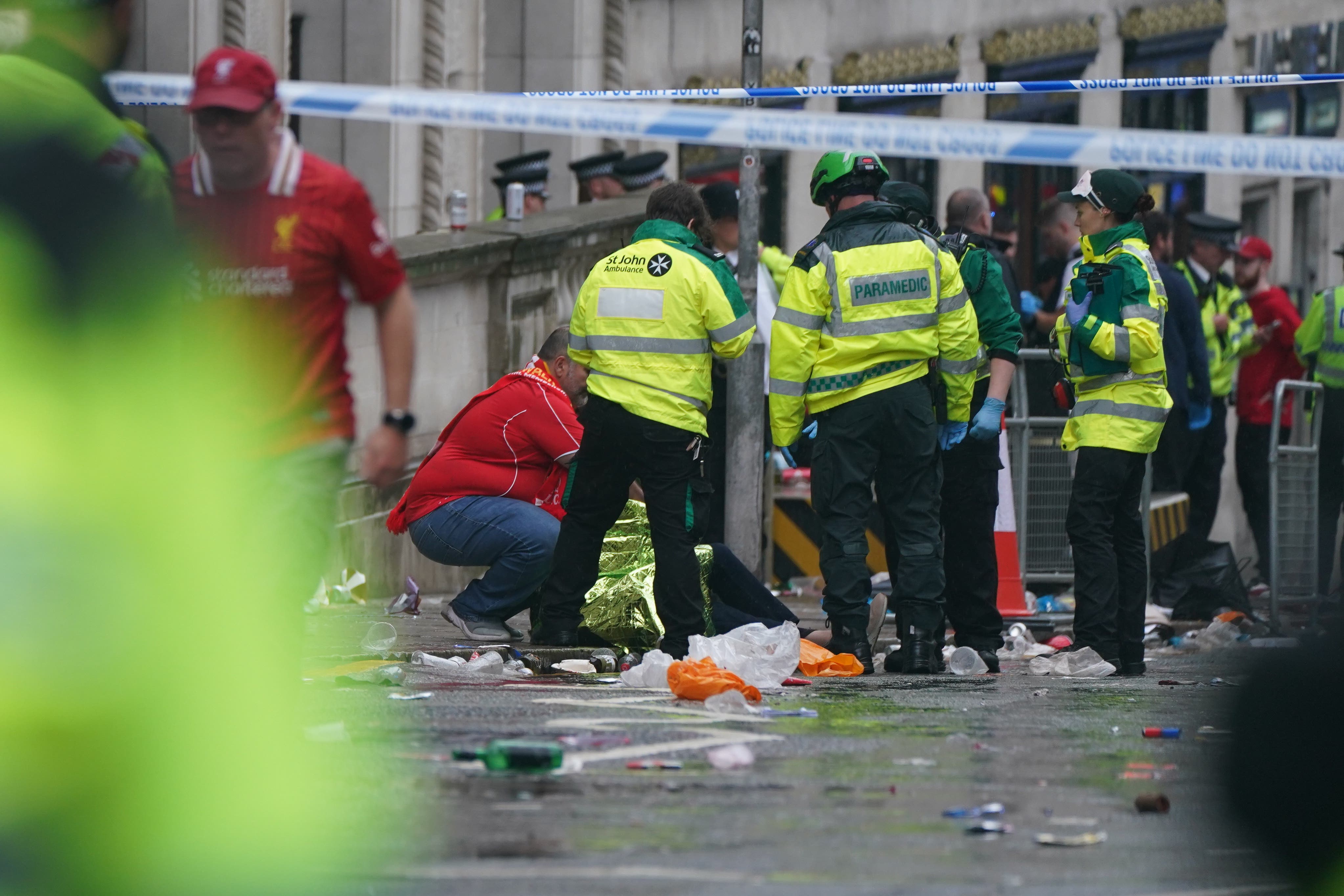 Police and emergency personnel dealing with the incident in Water Street (Owen Humphreys/PA)